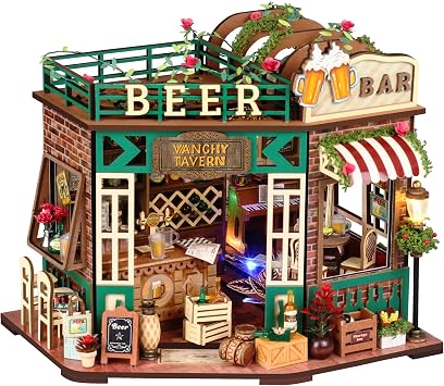 Spilay Miniature Dollhouse Miniature House Kit,DIY Kit Mini House Model,124 Scale Creative Doll House Best Christmas Birthday Gift for AdultTavern