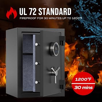 RPNB 1 of 0.5 Cuft Deluxe Home Safe with Removable Shelf, 1 of 1.29 Cuft Fingerprint Fireproof Safe Box with Touch Screen, Bundle