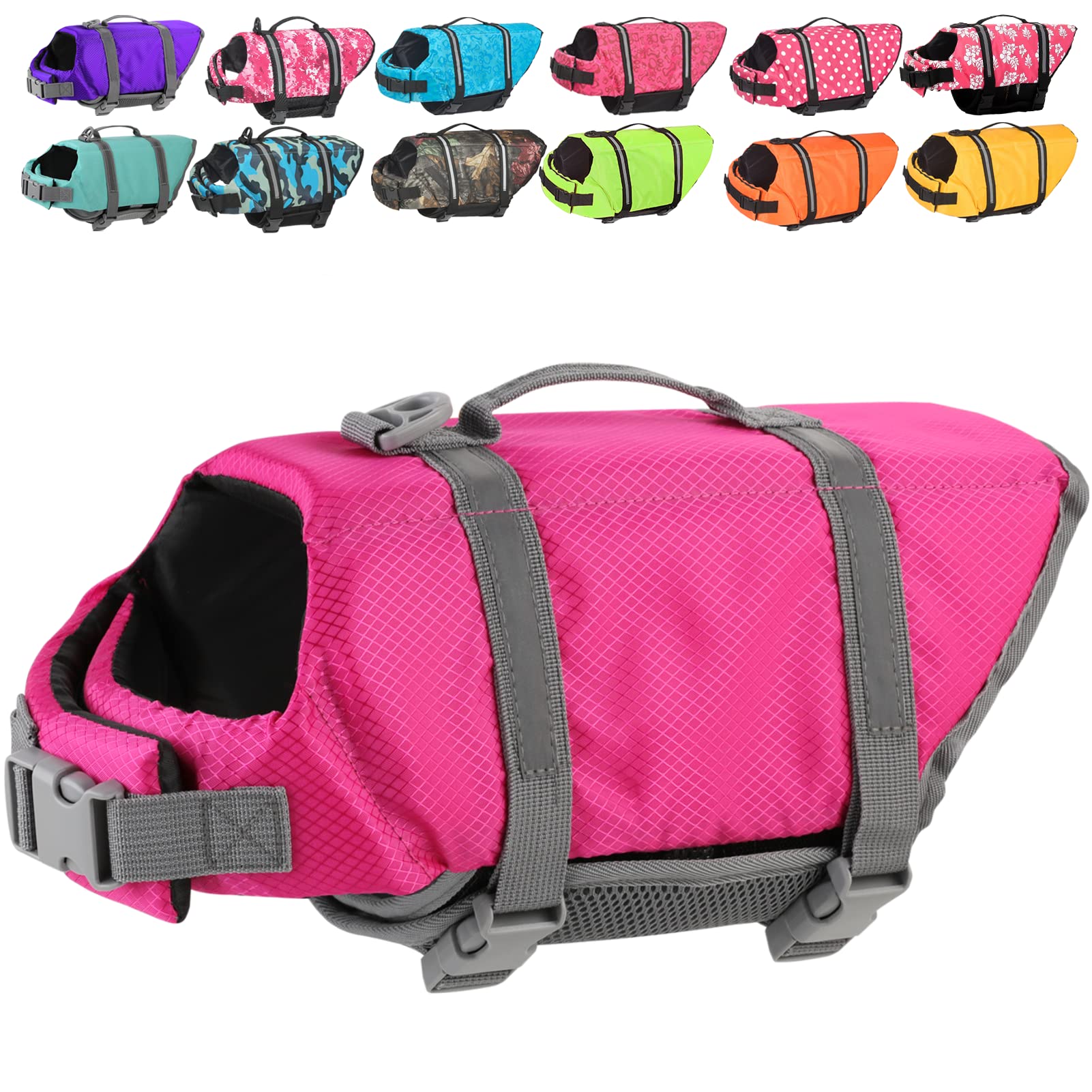 Doglay Dog Life Jacket with Reflective Stripes, Adjustable Dog Life Jacket with High Buoyancy for Small Medium Large Dogs (M, Pink) — image 1