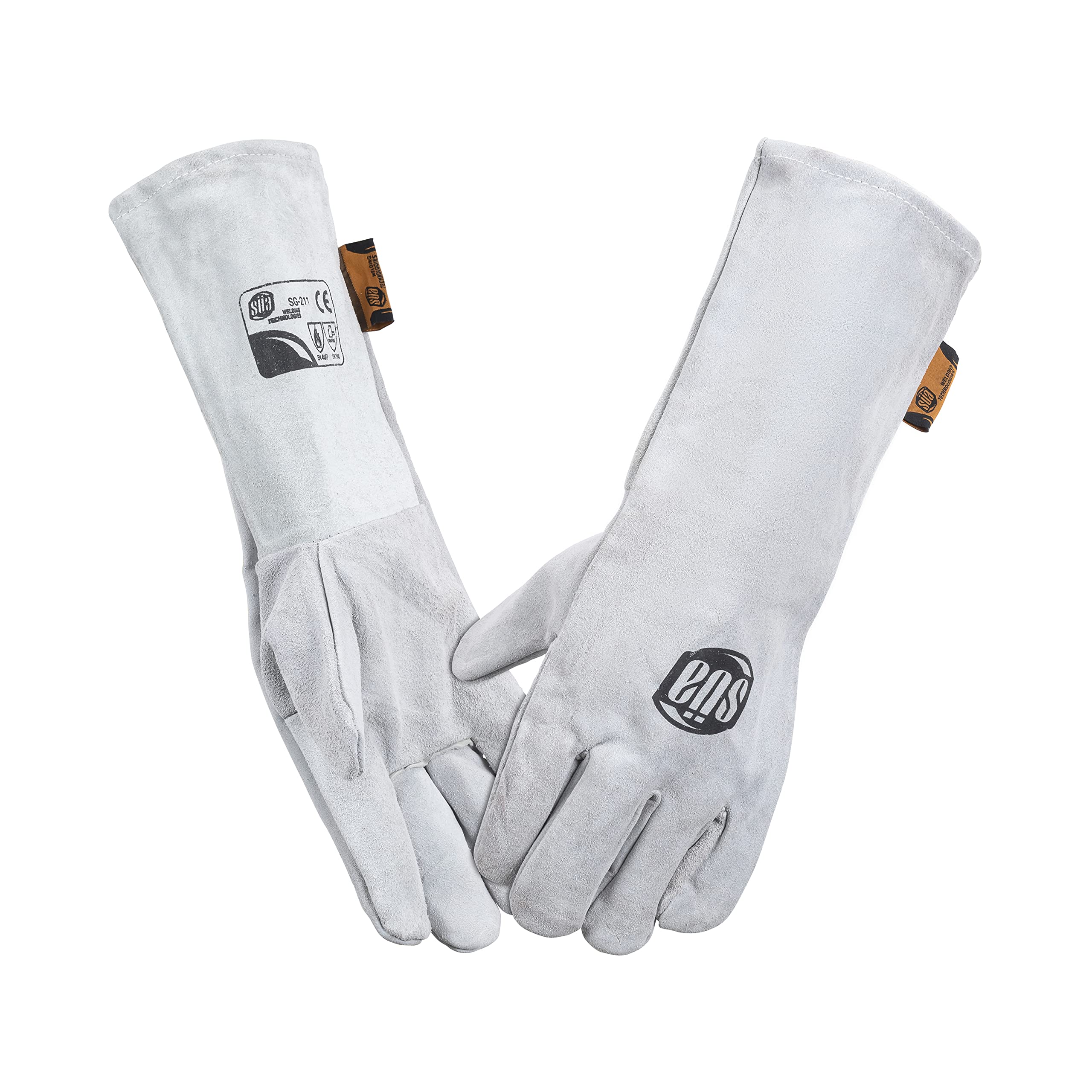 SÜA® - All Purpose Welding/BBQ/Heat Resistant Gloves, Straight Thumb, Full Cotton Fleece Lining - 12 inches - Size L