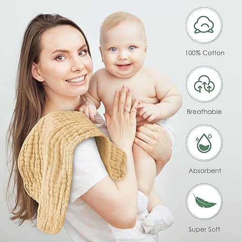 Miniatura 103 de Paquete de 8 pañitos grandes para bebés, de 20 por 10 pulgadas, son ultra absorbentes, se pueden lavar a mano, ideales para recién nacidos, toalla