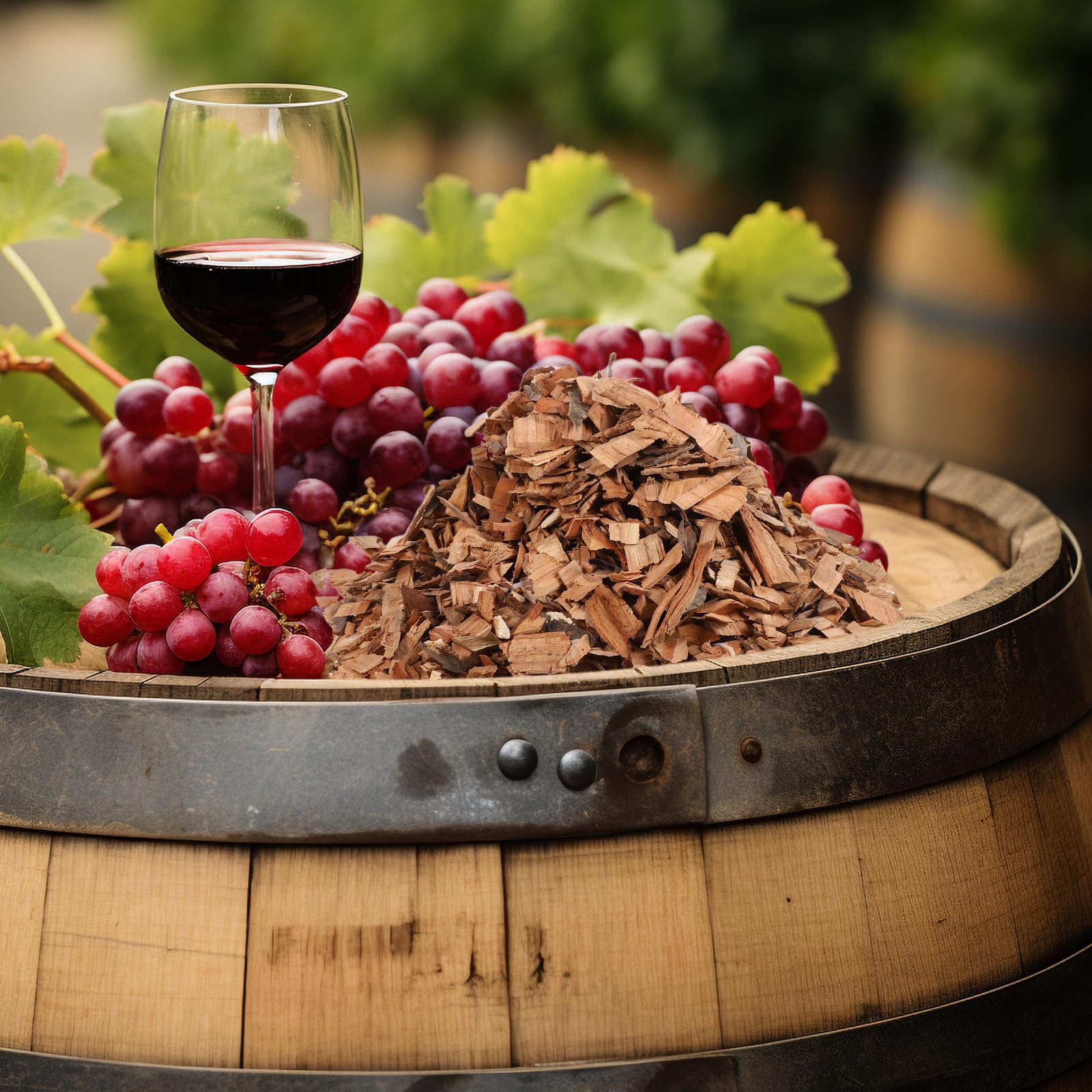 Toyvian Trucioli di Legno di Quercia Francese Tostati Medi 500 G per Produzione Vino e Whisky Fai da Te, Chips per Affumicare Barbecue, Forniture la Casa e Regalo per Amanti del Vino