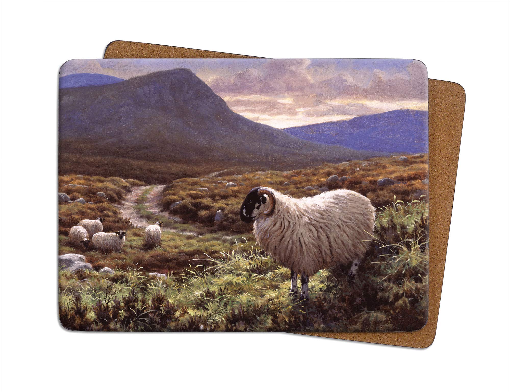 Julian Friers Sheep by a Country Lane Table Mat by Wildlife Artist Non-slip - Cork-backed Placemat