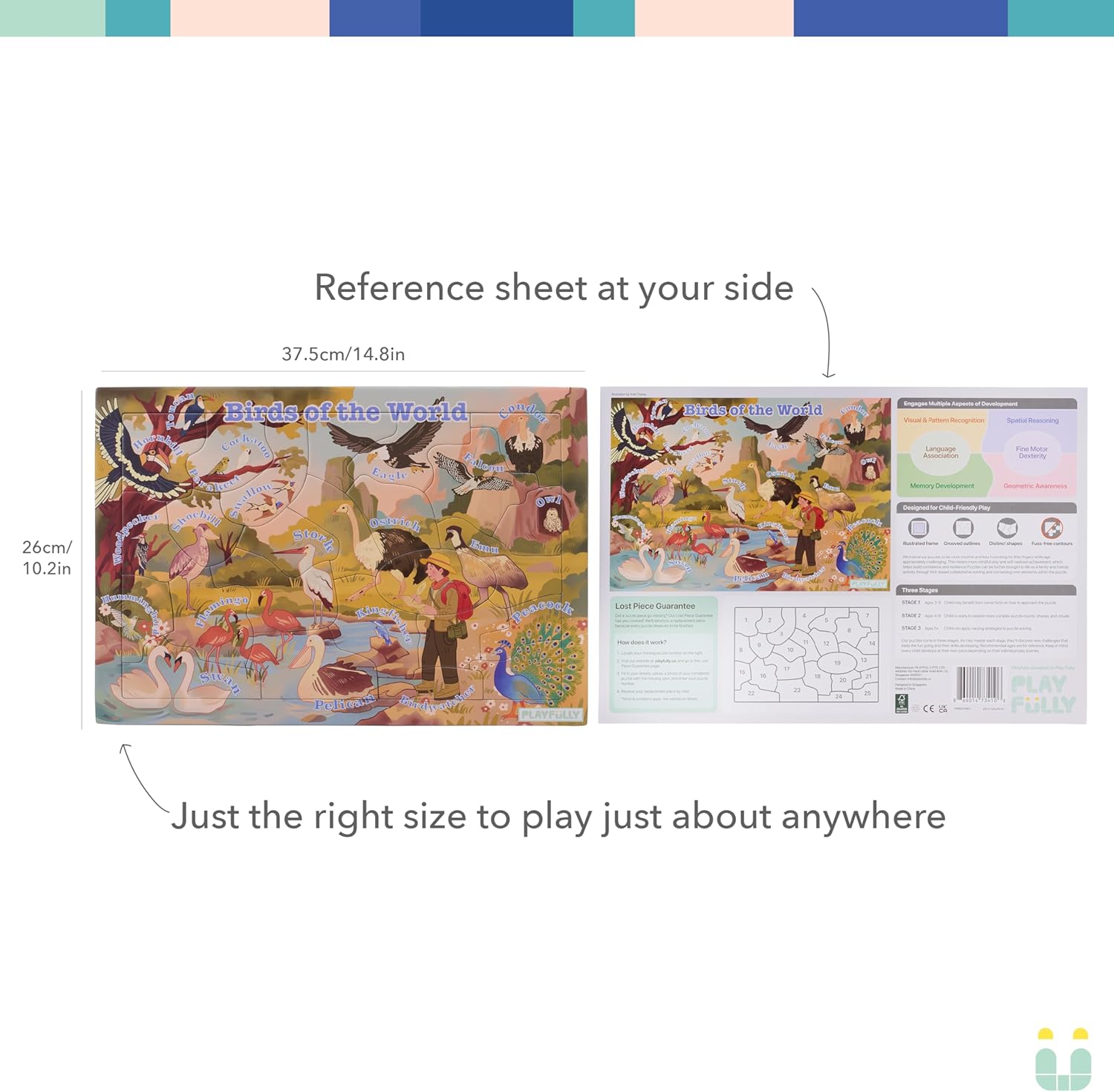 'Birds of the World' 25 Piece Puzzle with Frame for Kids Ages 3-5 | Lost Piece Guarantee | Unique Shapes | Child-Centric Design | Educational Toy for Cognitive Development, STEM, Fine Motor
