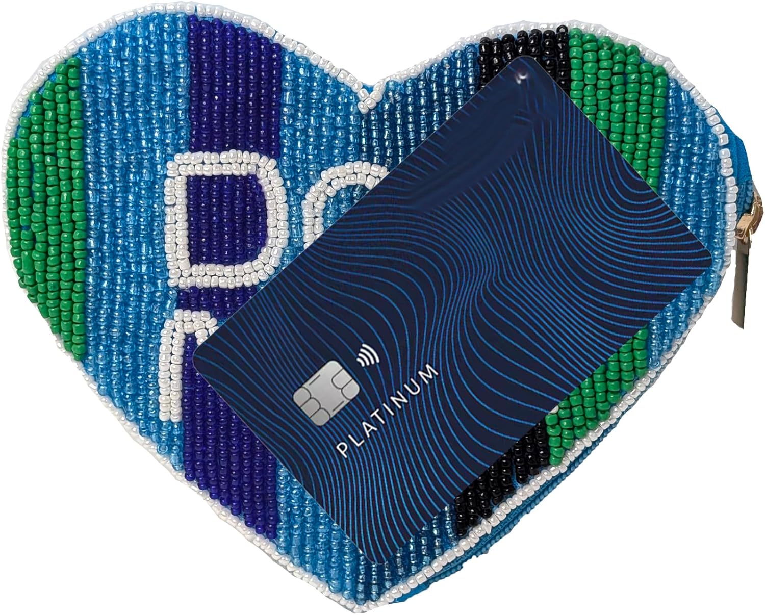 BTC Handcrafted Beaded Heart Zip Card Case & Coin Purse – Pet Lover Gift for Dog Moms - Image 4