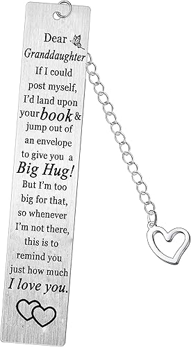 Marcapáginas para nieta con texto en inglés "I Love You" de abuelo y abuela, regalo de cumpleaños y graduación