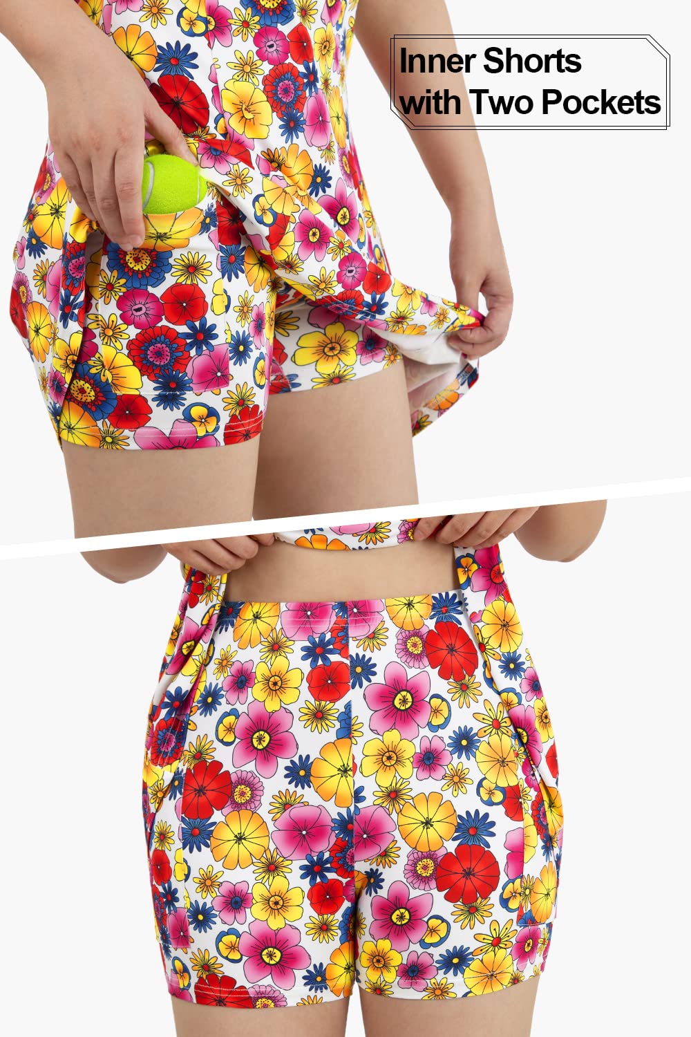 Vestidos de tenis y golf sin mangas para mujer con pantalones cortos interiores y bolsillos, para entrenamiento
