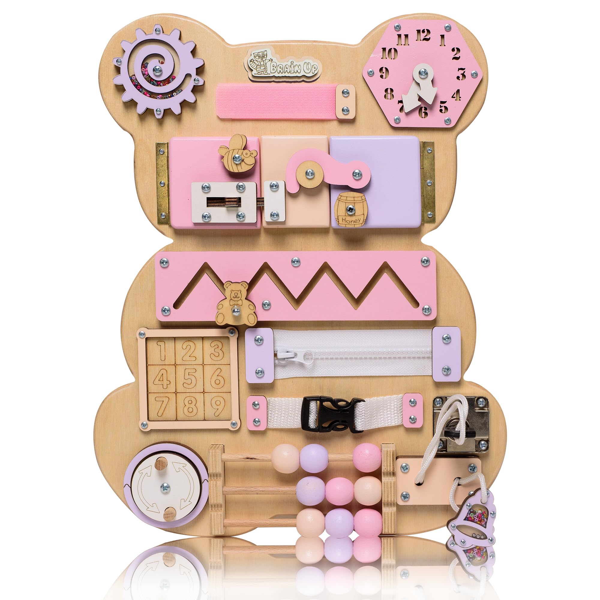 Busy Board for Toddlers, Sensory Game, Montessori Board for Kids, Activity Toy for Toddlers, Develop Fine Motor Skills, Educational Learning Toy, Learning Wooden Travel Toy, Doors and Locks