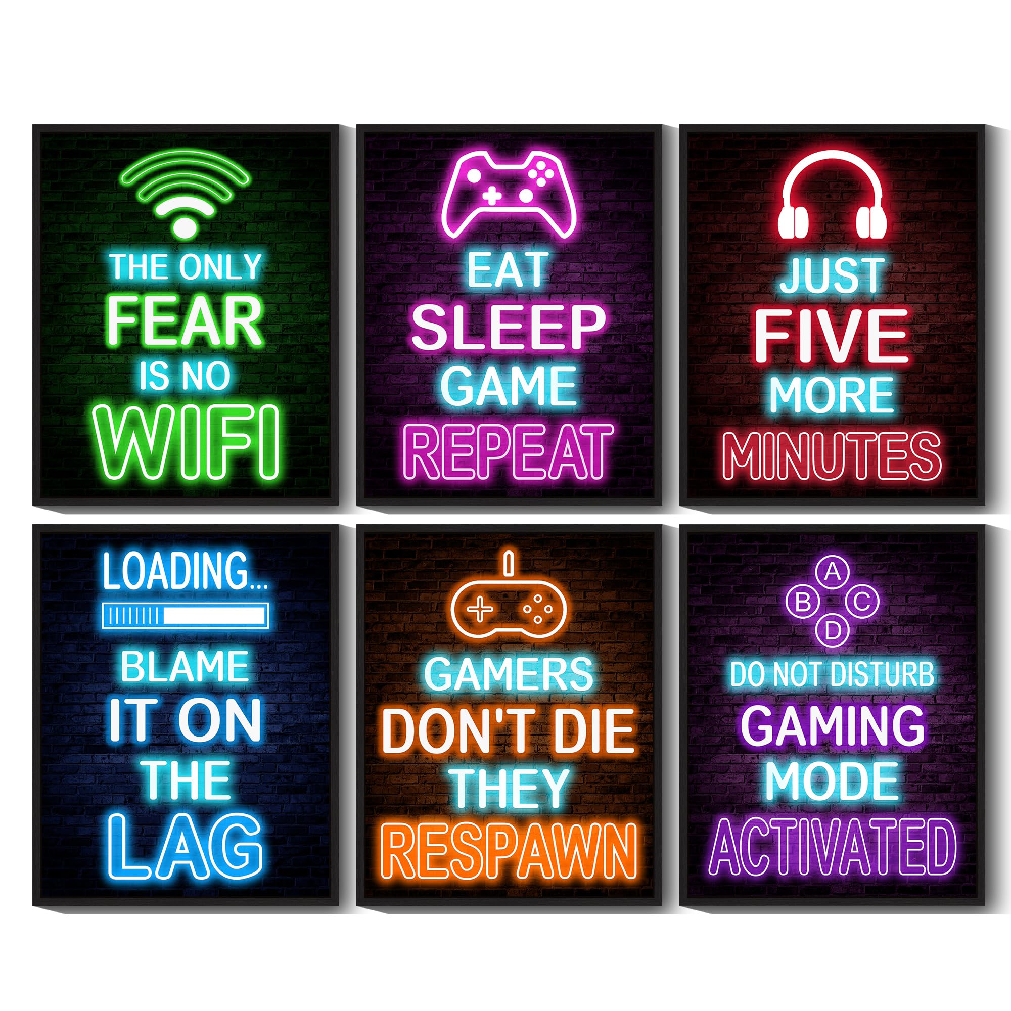Drsoum Decorazione per la stanza dei videogiochi, decorazione da parete per ragazzi, decorazione da parete al neon per la stanza dei videogiochi, poster incorniciato, 20,3 x 25,4 cm, decorazione da