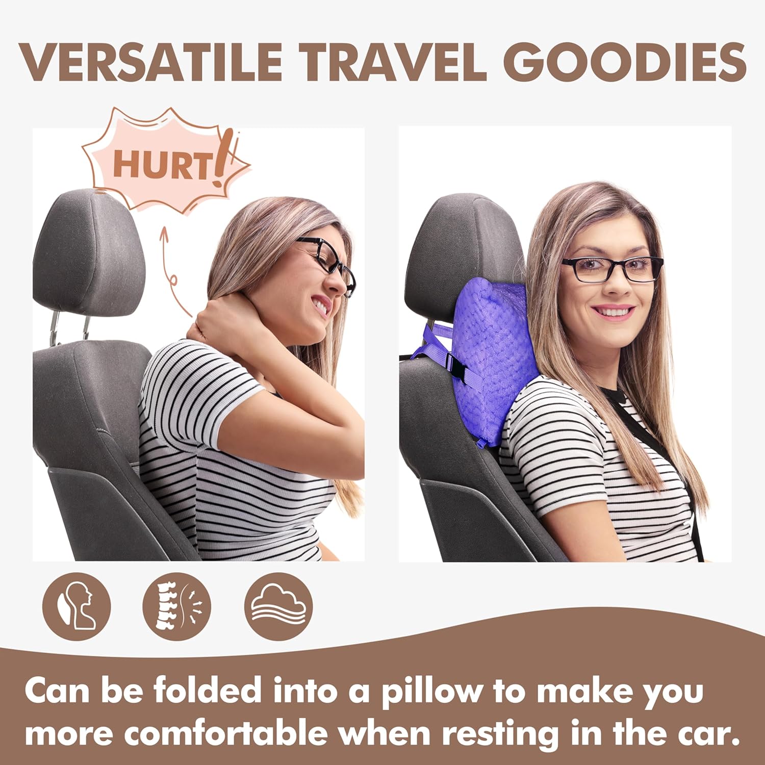 Tirrinia Travel Blanket and Pillow Set, Soft Compact Airplane Blanket with Foot Pockets, 4-in-1 Travel Essentials for Women Men, Portable Travel Gifts for Her, Travel Blanket for Airplanes, Cars - Image 2