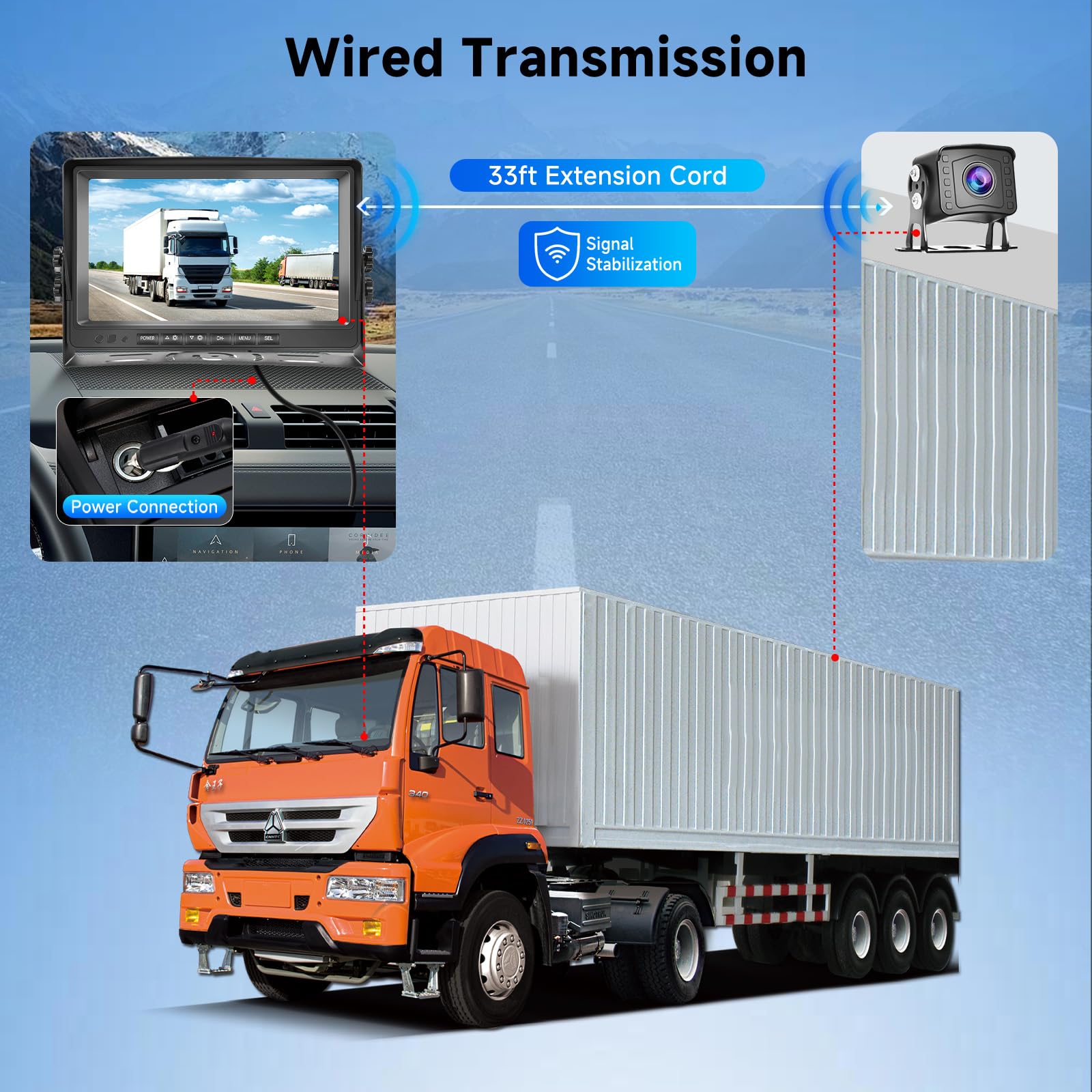 Rimoody Cámara de Visión Trasera 9 Pulgadas Monitor LCD con 2 Cámaras Traseras AHD Resistente al Agua IP69 Visión Nocturna con Cable de 10M para Camionetas Camionetas Autocaravanas pequeñas Caravanas