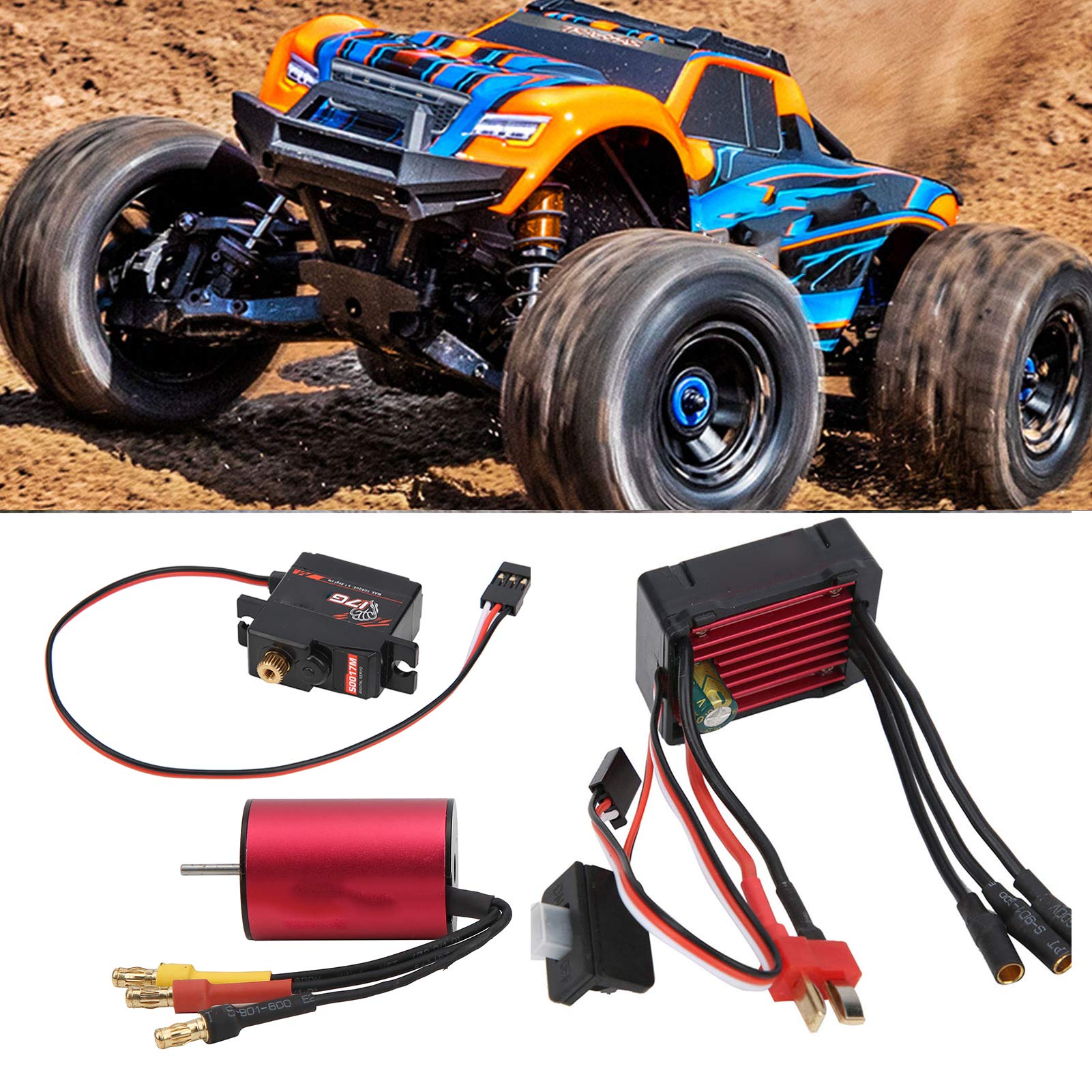 Dilwe RC Motor ESC Set, 3300KV Brushless Motor Speed Controller, 17G Metall Servo Combo Set für RC Car, Model Car, Race Car, Offroad Car, Electric Car
