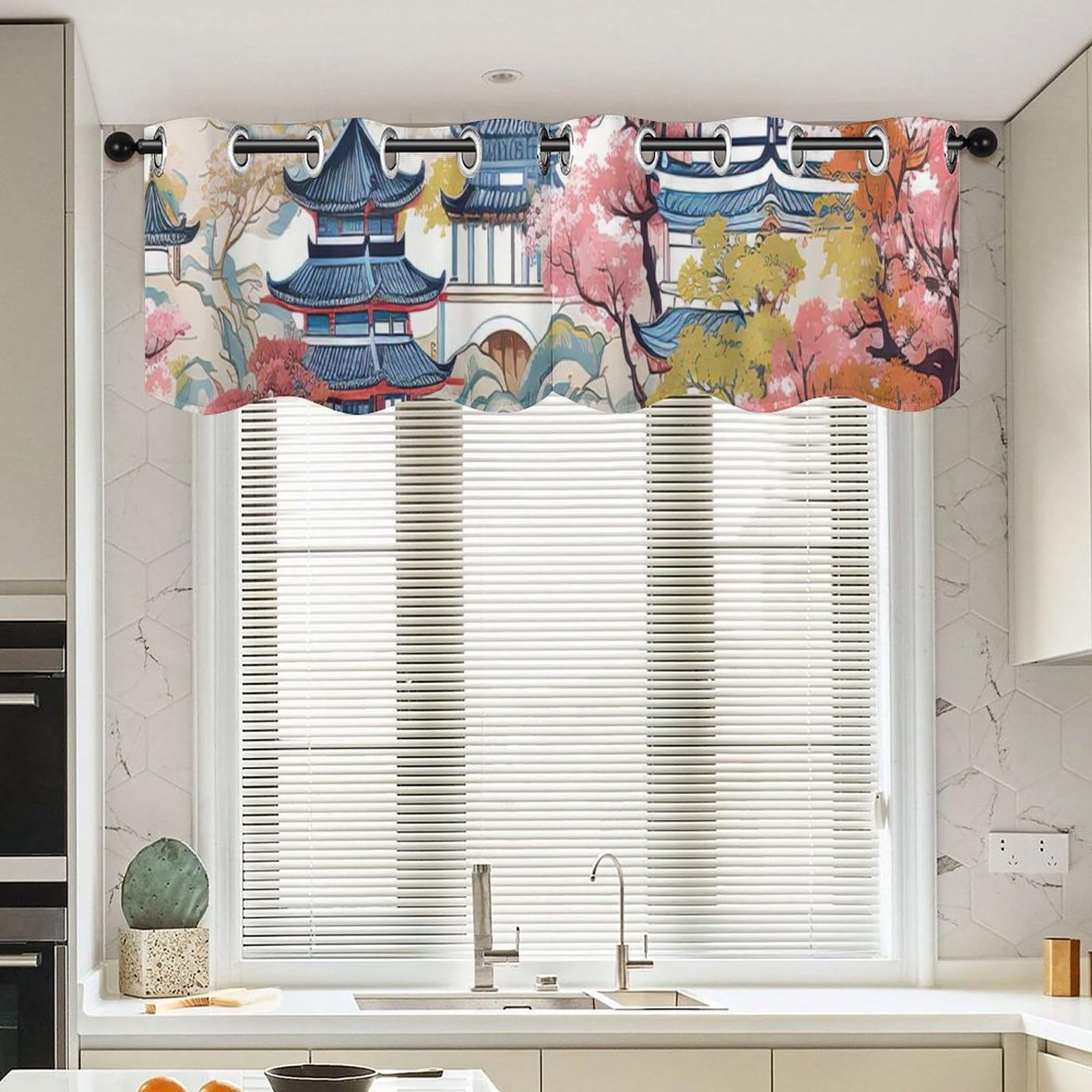 Cenefas de estilo asiático para cocina que aportan elegancia y privacidad a tu ventana