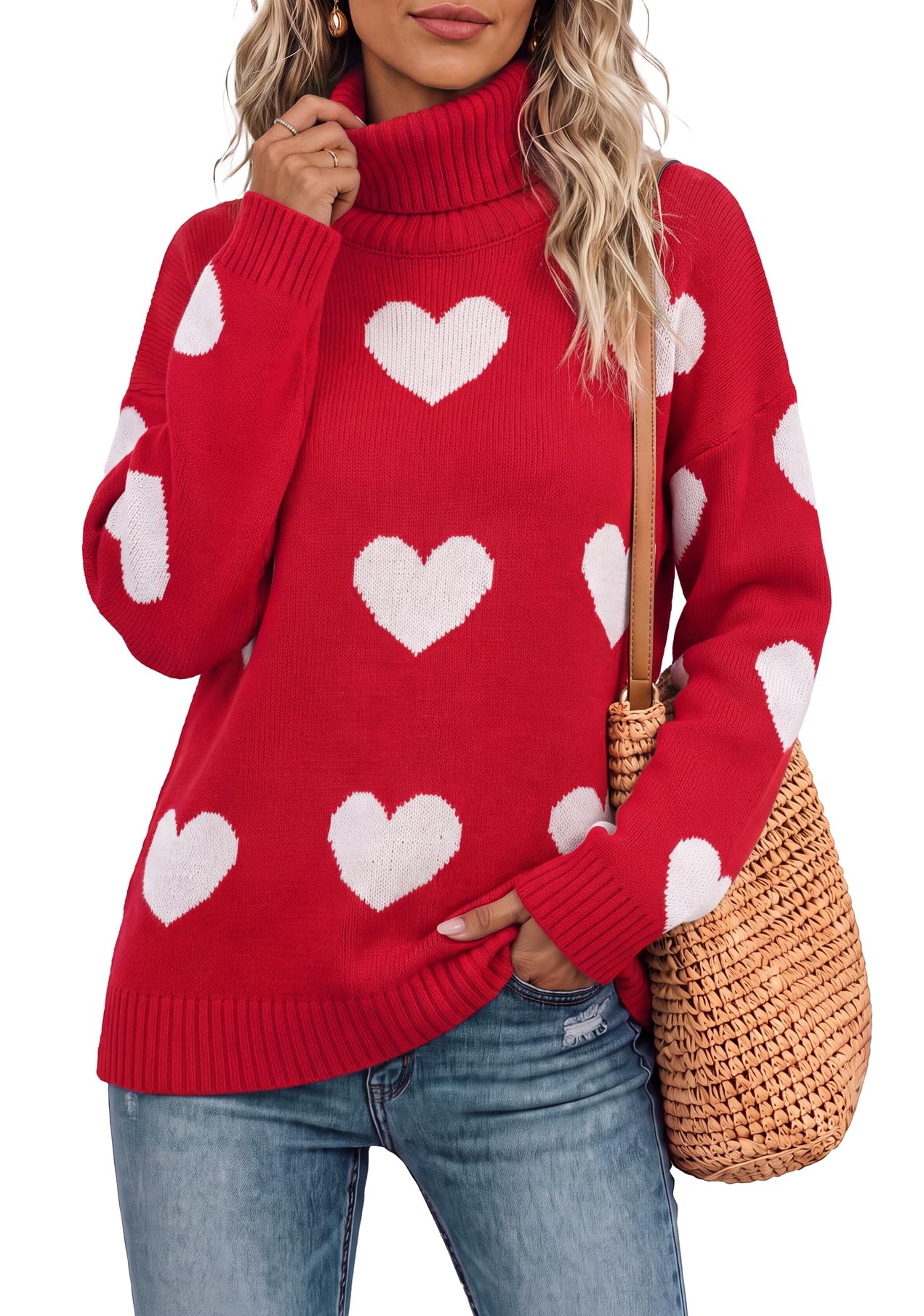Jouica Women 2026 Fall Turtleneck Chunky Oversized Tunic Sweaters Pullover