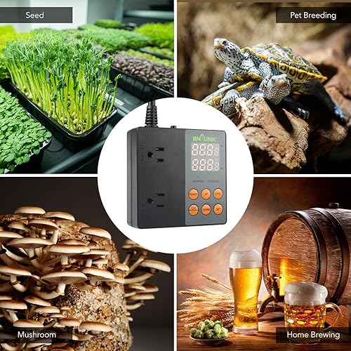 Vista 8 de BN-LINK Controlador de temperatura digital WiFi inteligente, refrigeración de calefacción, funciona con Alexa y Google Home. Para reptiles acuario