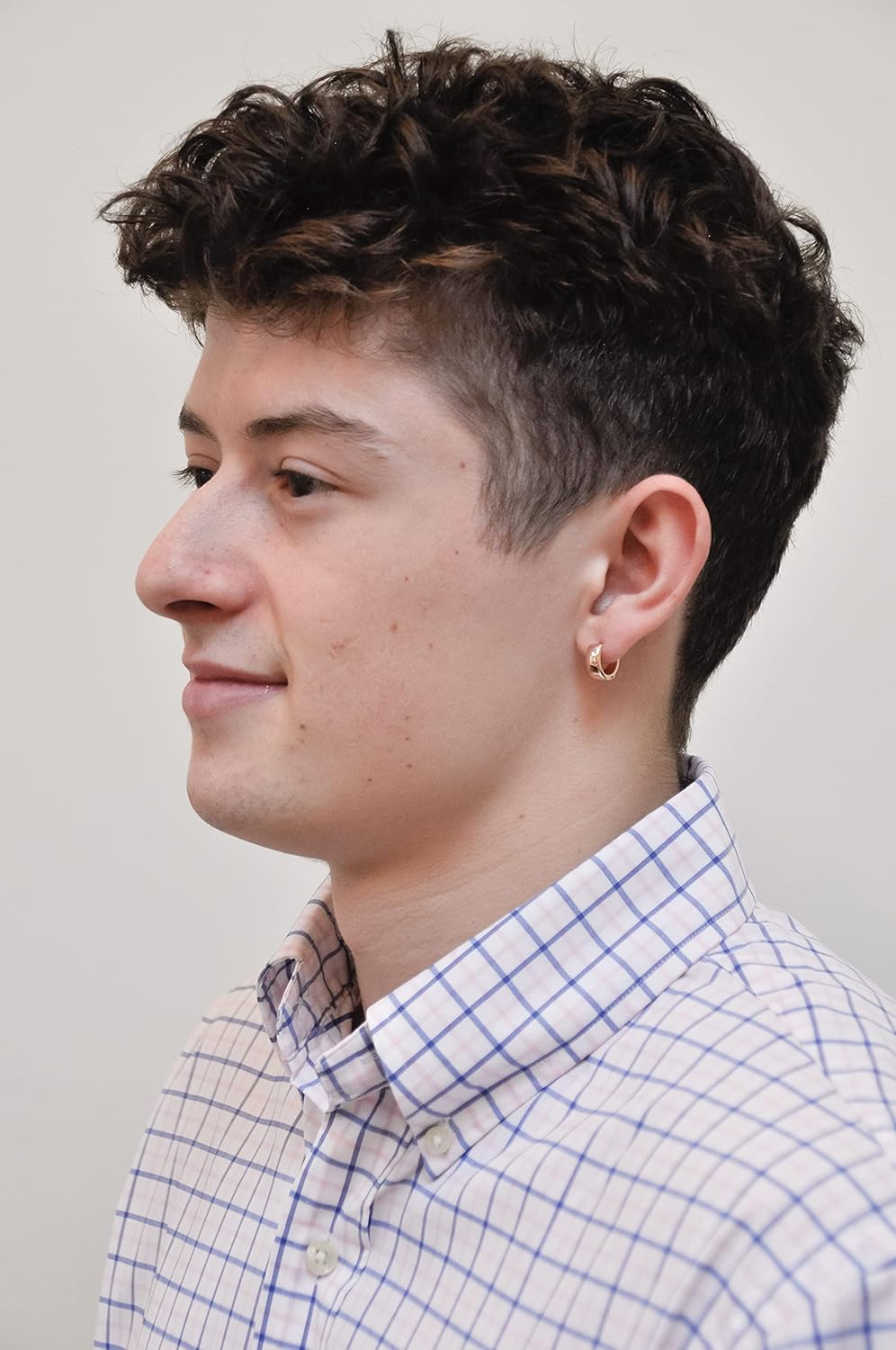 14K Gold Huggie Hoop Earrings (5mm Wide Huggie), Real 14k Gold Hoops - Image 4