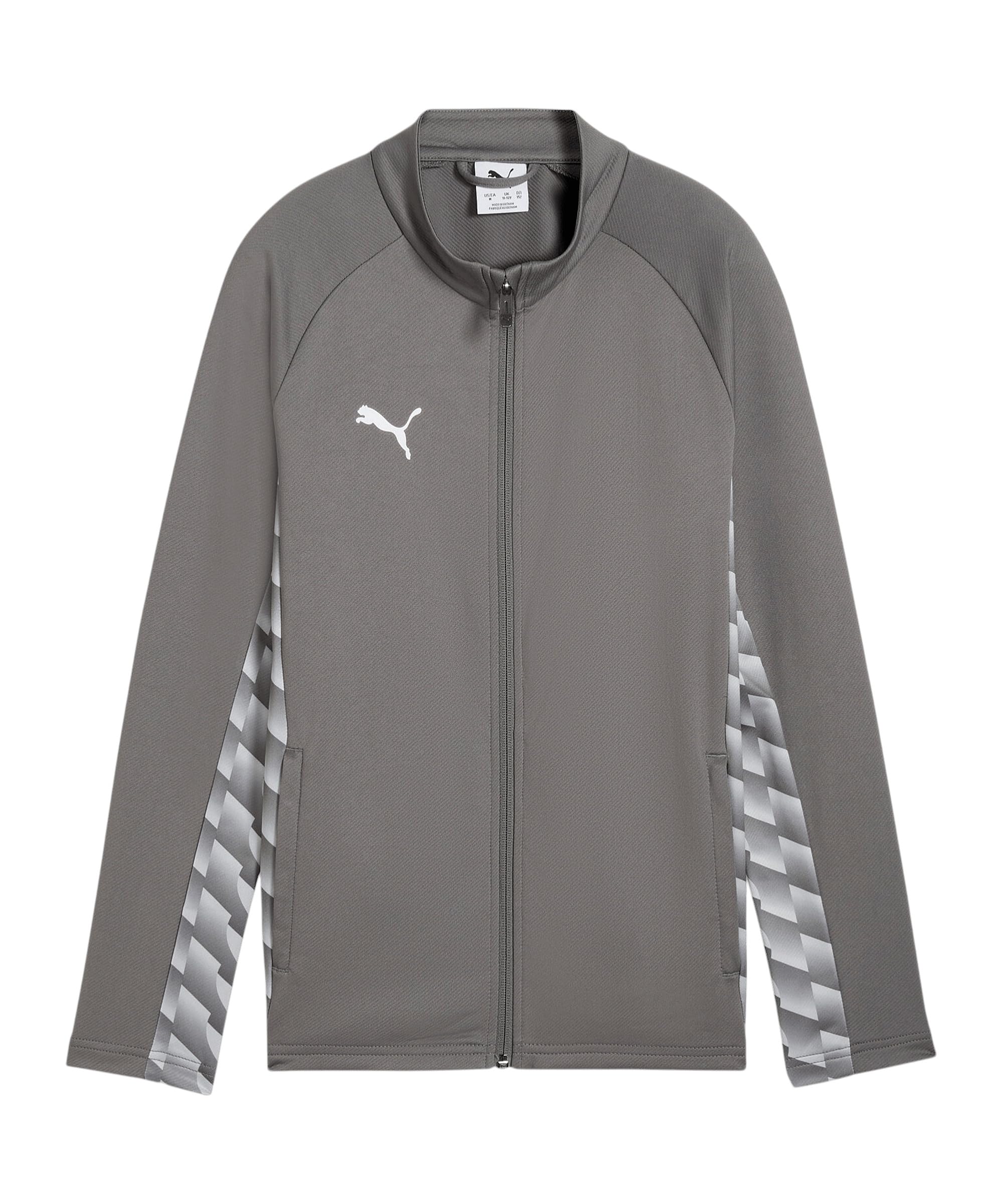 PUMA teamLIGA26 Training Jacket Jr, 128, Flat Medium Gray White-Flat Light Gray