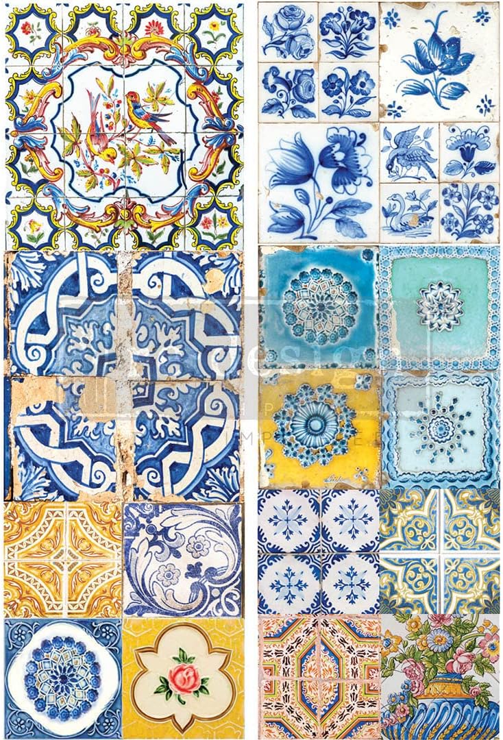 Redesign With Prima Decor Transfers® – Ceramic Tiles Ll – Total Sheet Size 24″x35″,Cut Into 2 Sheets 655350658090