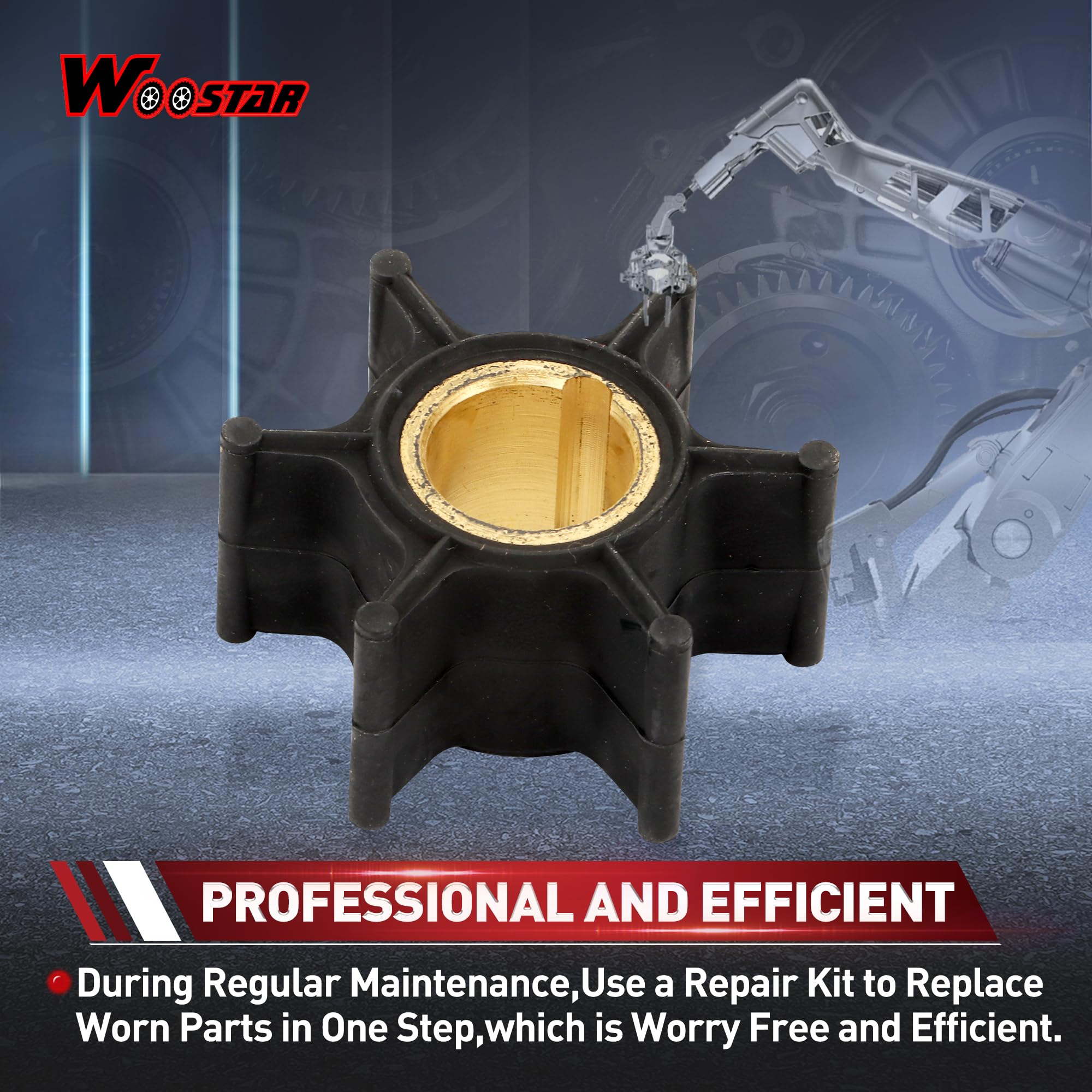 WOOSTAR Kit di Riparazione Girante Pompa Acqua Sostituzione per Johnson Evinrude 8HP 9.9HP 10HP 15HP Motore Fuoribordo OEM 394711 391698 386697 18-3327