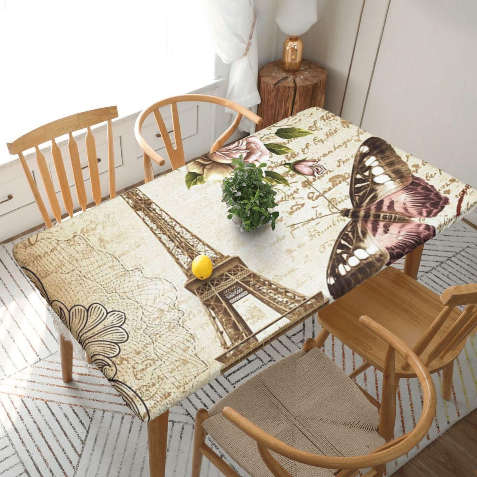 BNVSADC Paris Eiffel Tower Printed 5FT Tablecloth Polyester Kitchen Water Resistant Table Cloth Dining Table Decoration Table Covers, 152x76 CM