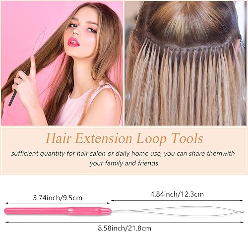 Miniatura 3 de 20 piezas de extensión de cabello, enhebrador de aguja, gancho de tracción, herramienta para extensiones de cabello o plumas, herramientas de gancho