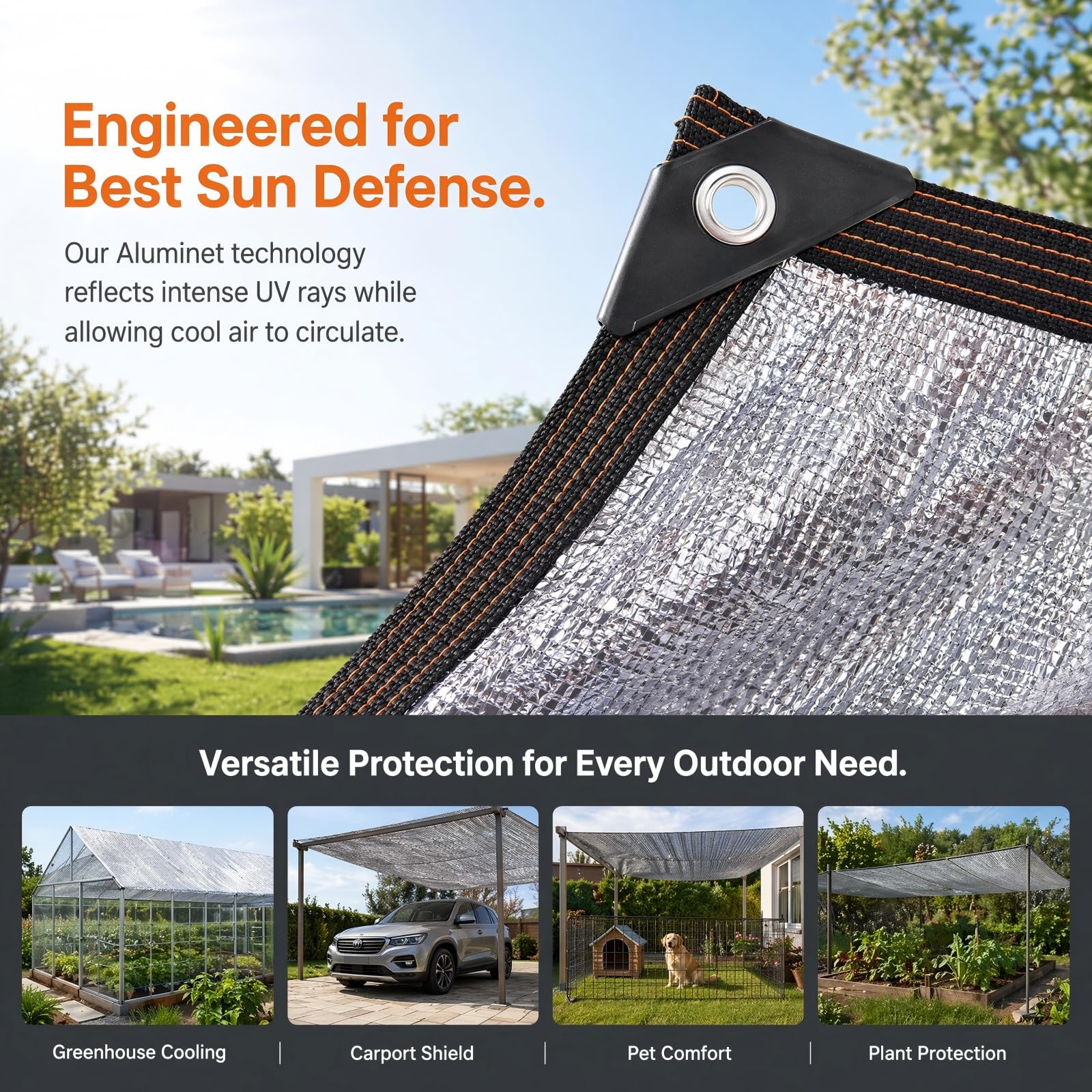 Paño de Sombra de Aluminio Reflectante 99% con Ojales,Aluminio Resistente para automóviles,Tela de protección Solar con protección UV para Patio al Aire Libre,Invernadero,Patio (3x5m)