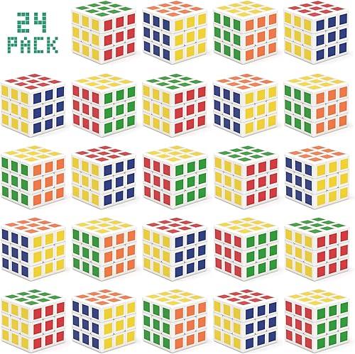 Vdealen Paquete de 24 mini cubos de rompecabezas para niños, juguetes de rompecabezas, recompensas escolares y premio en el aula para estudiantes,