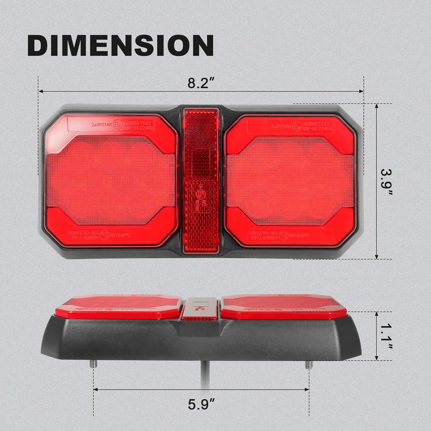 Agrieyes Parenthesis RV Tail Lights, Double Trailer Light with Reflector, Waterproof LED Taillights for Truck Camper Motorhome Cargo Pickup Flatbed Towing Vehicle, Replacement for Turn Brake Stop, Red