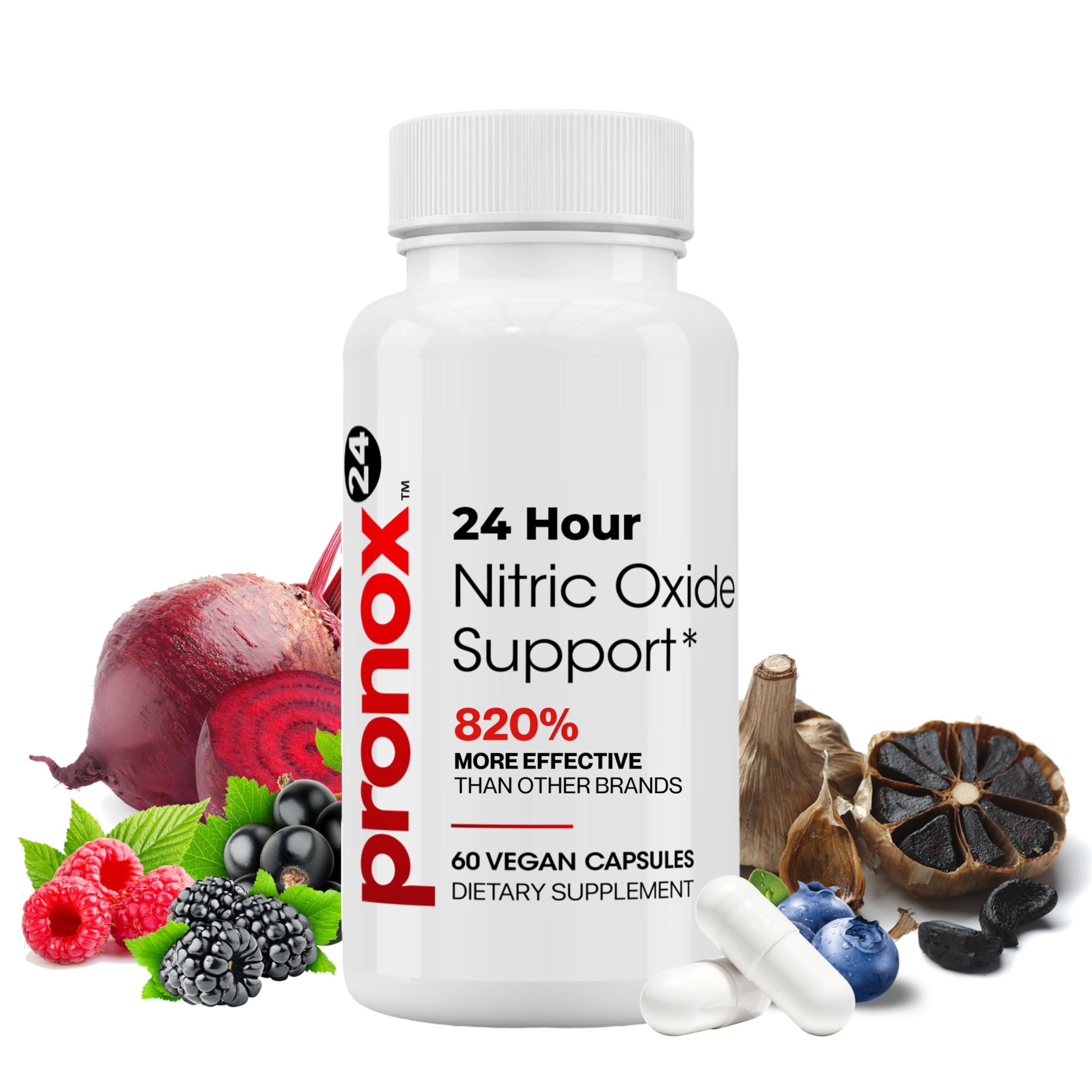 PRONOX 24 Pré-treino de Óxido Nítrico com Magnésio, Zinco, Vitaminas B12, C e D3 e blend NOXA24 700 mg, 60 cápsulas