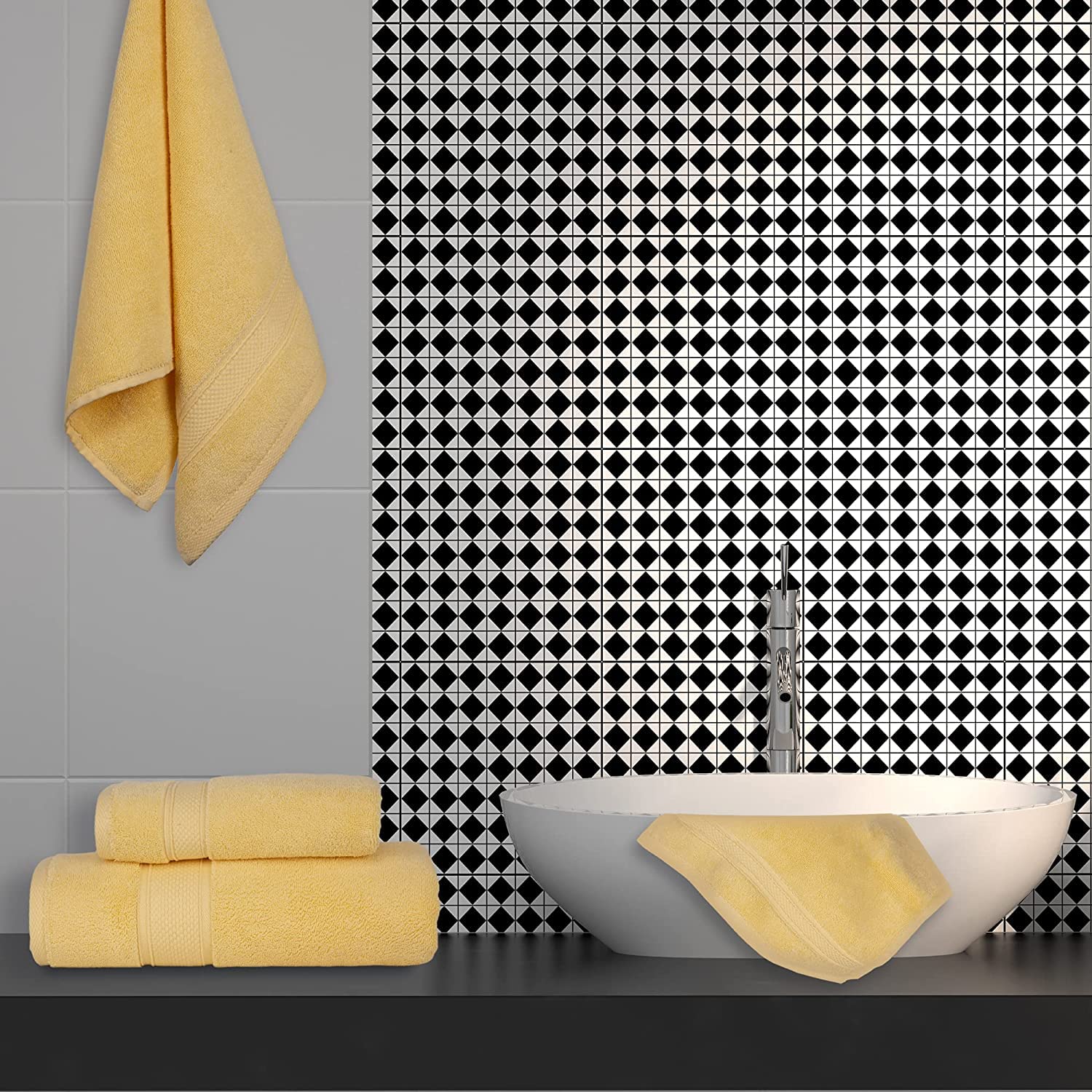 BOSS - Asciugamano Da Bagno In Cotone Egeo Nero Con Logo Tono Su Tono