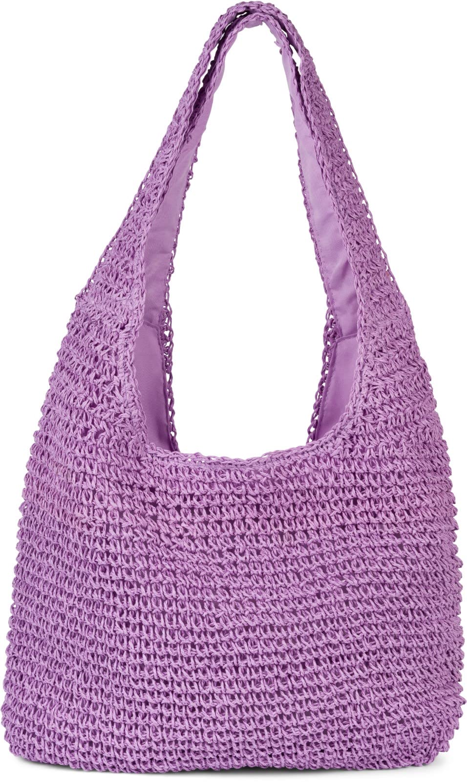 styleBREAKER Bolso saco de mujer en paja trenzada,Lavanda