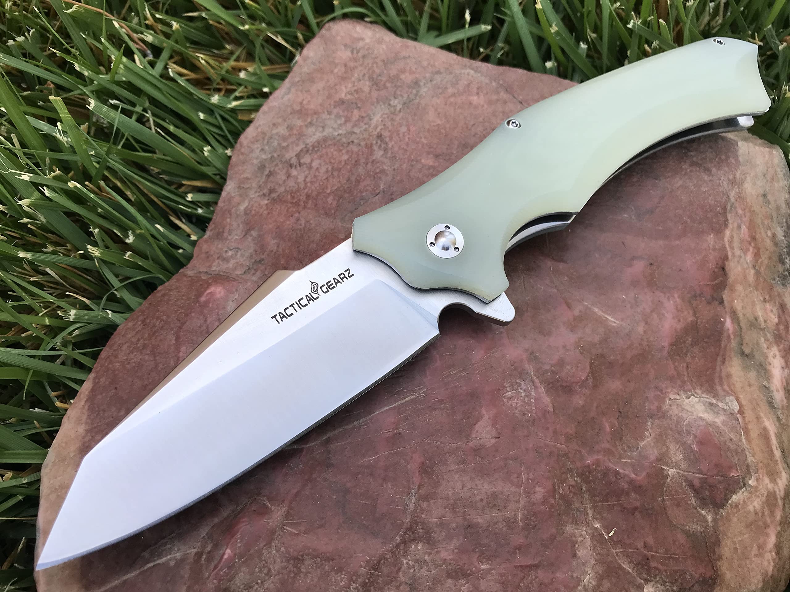 TACTICAL GEARZ Pocket Folding Knife, G10 Handle, 9Cr18MoV Stainless Steel Blade, Includes Sheath (Vex Ice)