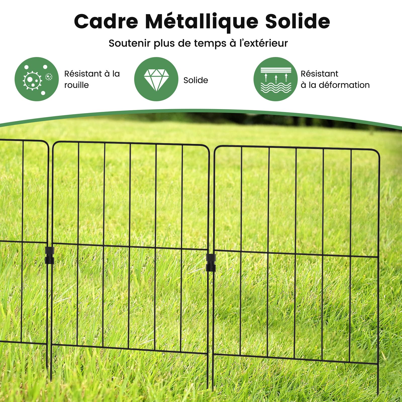 COSTWAY Clôtures de Jardin 25 Pièces Pliable en Métal, Barrière Jardin Exterieur pour Animaux Résistant à la Rouille, Décoratives pour Terrasse Aménagement Paysager, 33 x 60CM