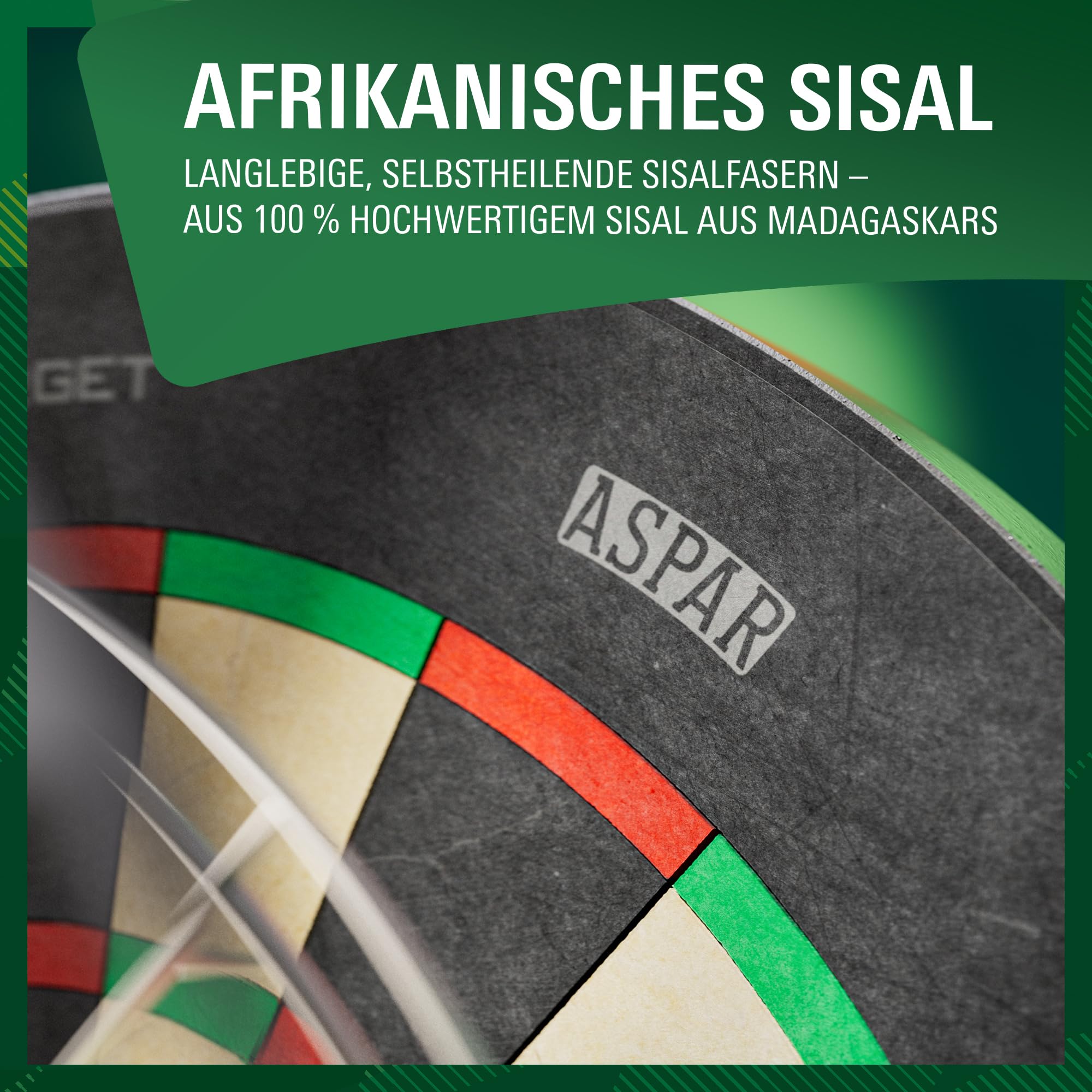 Target Darts Aspar Dartscheibe | Steel Tip Dartboard mit selbstheilendem Sisal, drehbarem Zahlenring und dünnem Draht | Turnier-Dartscheibe in Wettkampfgröße | Darts Zubehör