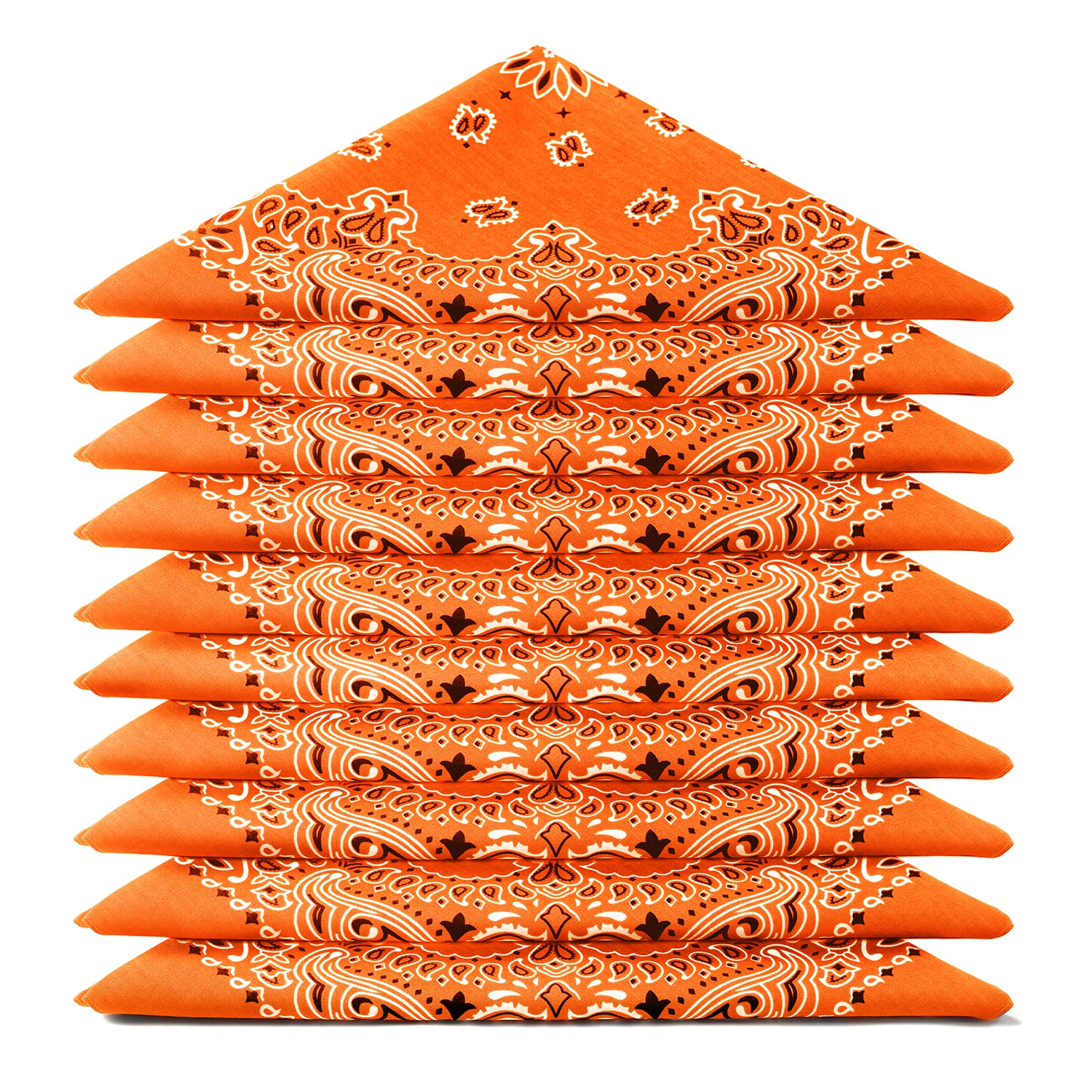 ...KARL LOVEN Bandana Set of 5 10 20 – Paisley Mandala Pattern – 100% Cotton – Top Thickness – 20 Exclusive Colours, Orange (Mandala Pattern), Lotto di 5
