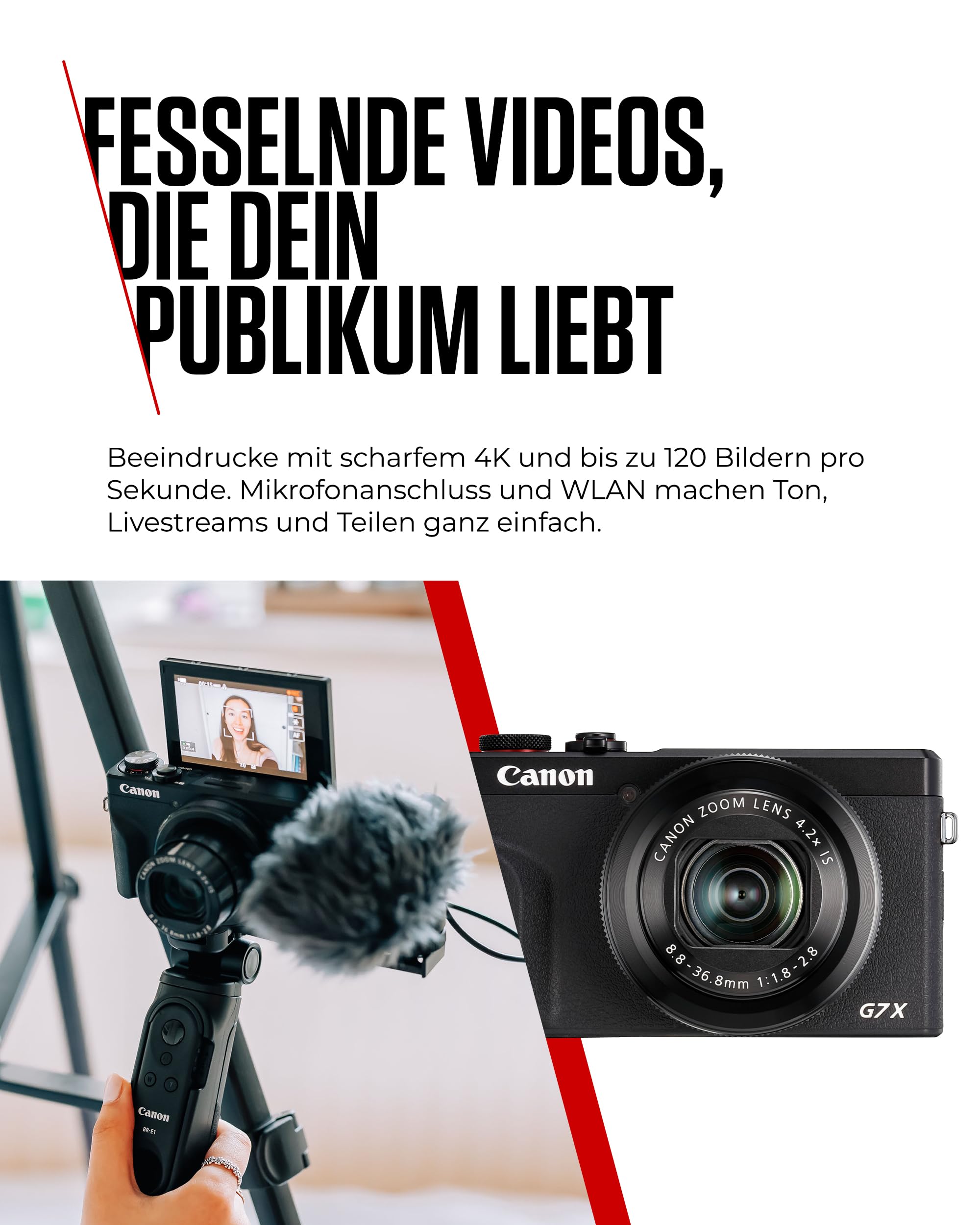 Canon PowerShot G7 X Mark III (Schwarz) – Kompakte Digitalkamera mit 1-Zoll-Sensor & 4K-Video – Ideal bei wenig Licht & auf Reisen – Mit WLAN & Bluetooth - Geliebt Für Kreatives Unterwegs