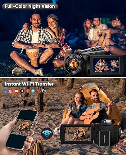 Miniatura 6 de Cámara de vídeo 5K Videocámara 8X Zoom opitical Cámaras de transmisión en vivo 64MP WiFi Autofoco Vlogging Cámara para Youtube con visión nocturna a