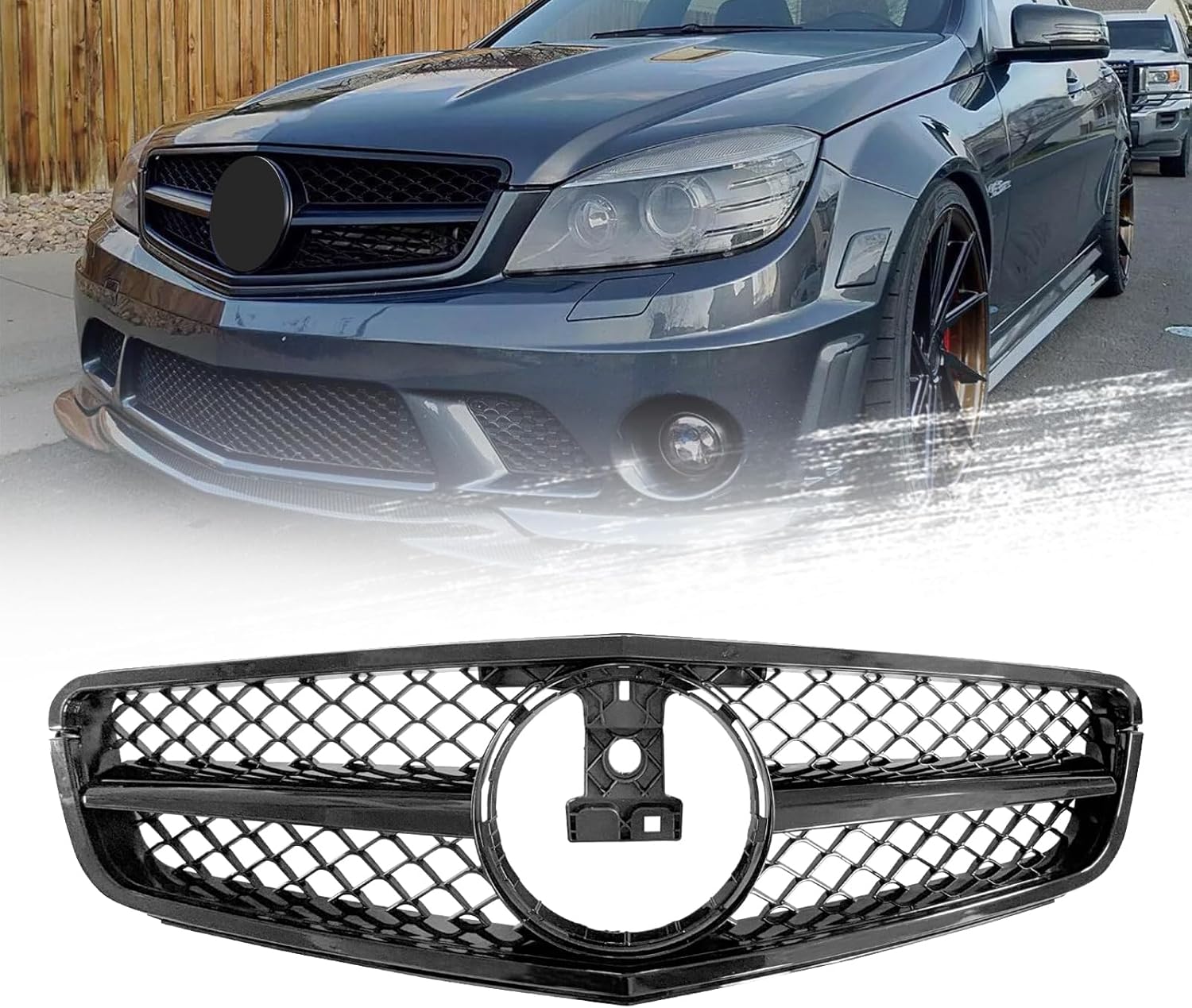 Front Grille For Mercedes Benz W204 C Class C250 C300 C350 AMG Style Gloss Black Grill 2008-2014