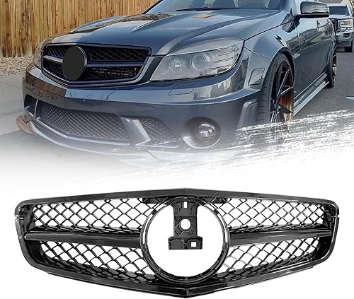 Rejilla delantera para Mercedes Benz W204 Clase C C250 C300 C350 AMG estilo brillante parrilla negra 2008-2014