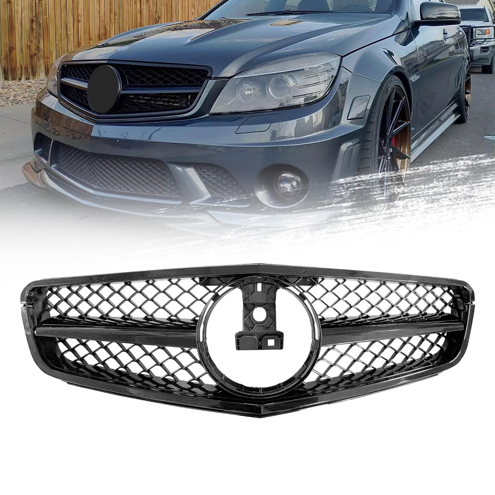 Grill Compatible For Mercedes Benz W204 C Class Front Grille C250 C300 C350 AMG 2007 2008 2009 2010 2011 2012 2013 2014