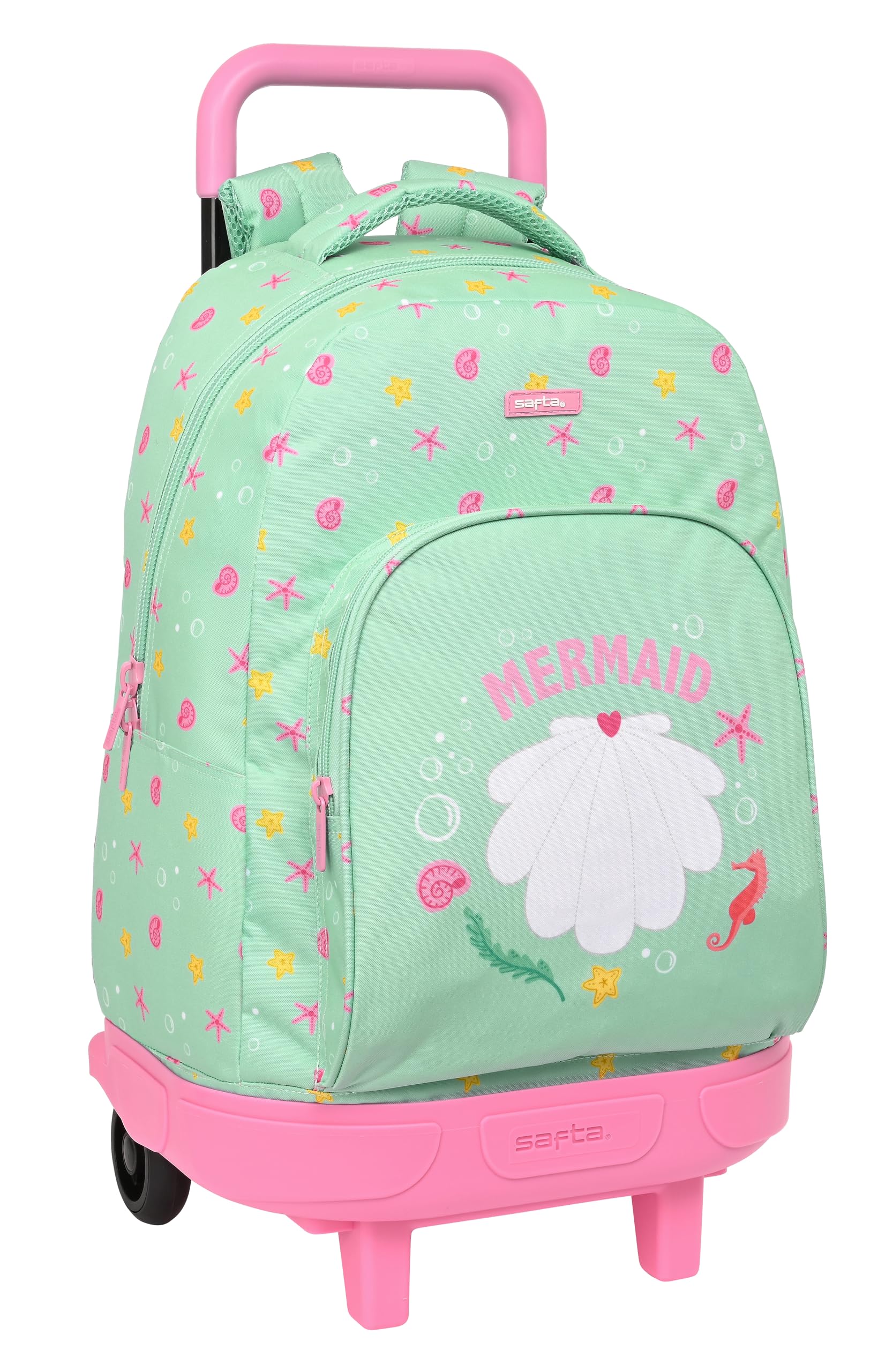 Safta MERMAID - Mochila Grande con Ruedas, Compacta, Extraíble, Ideal para Niños de Diferentes Edades, Cómoda y Versátil, Calidad y Resistencia, 33x22x45 cm, Color