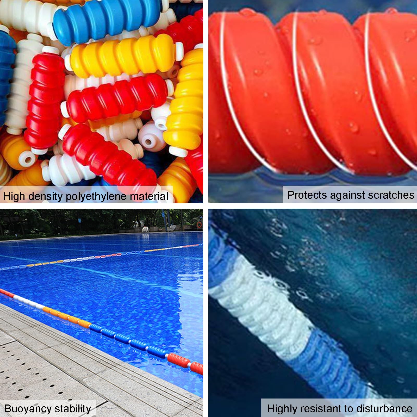 XLIHAWY Swimming Pool Safety Divider Rope and Float Line, Pool Lane Dividers for Training Competition to Divide Swim Race Lanes (Color : Red, Size : Steel Wire ropes-1m)