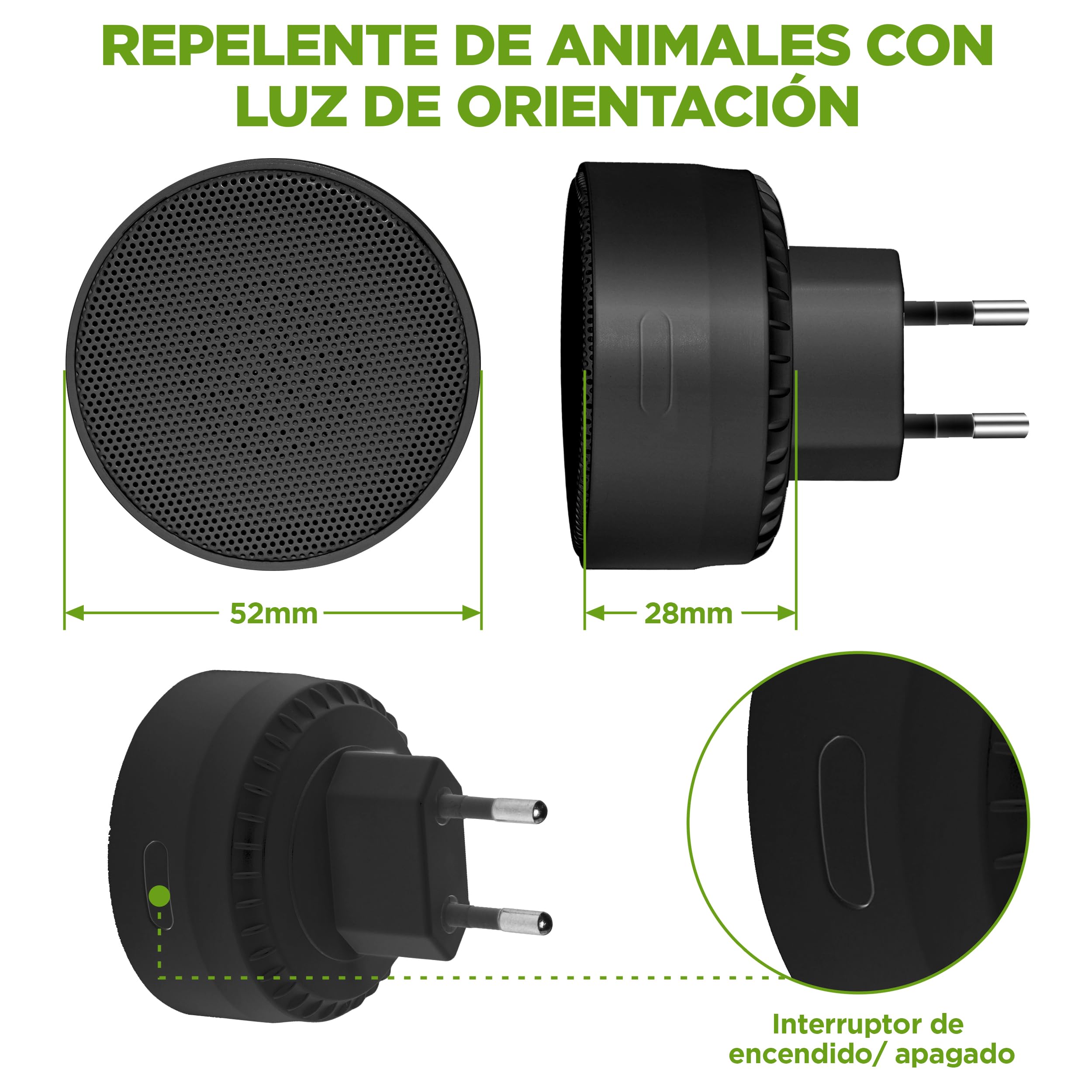 ISOTRONIC – Repelente ultrasónico de plagas para arañas, cucarachas, chinches y ácaros – Repelente de plagas con luz de orientación – Repelente de ácaros con un Alcance Efectivo de 30 m² (2 Unidades)