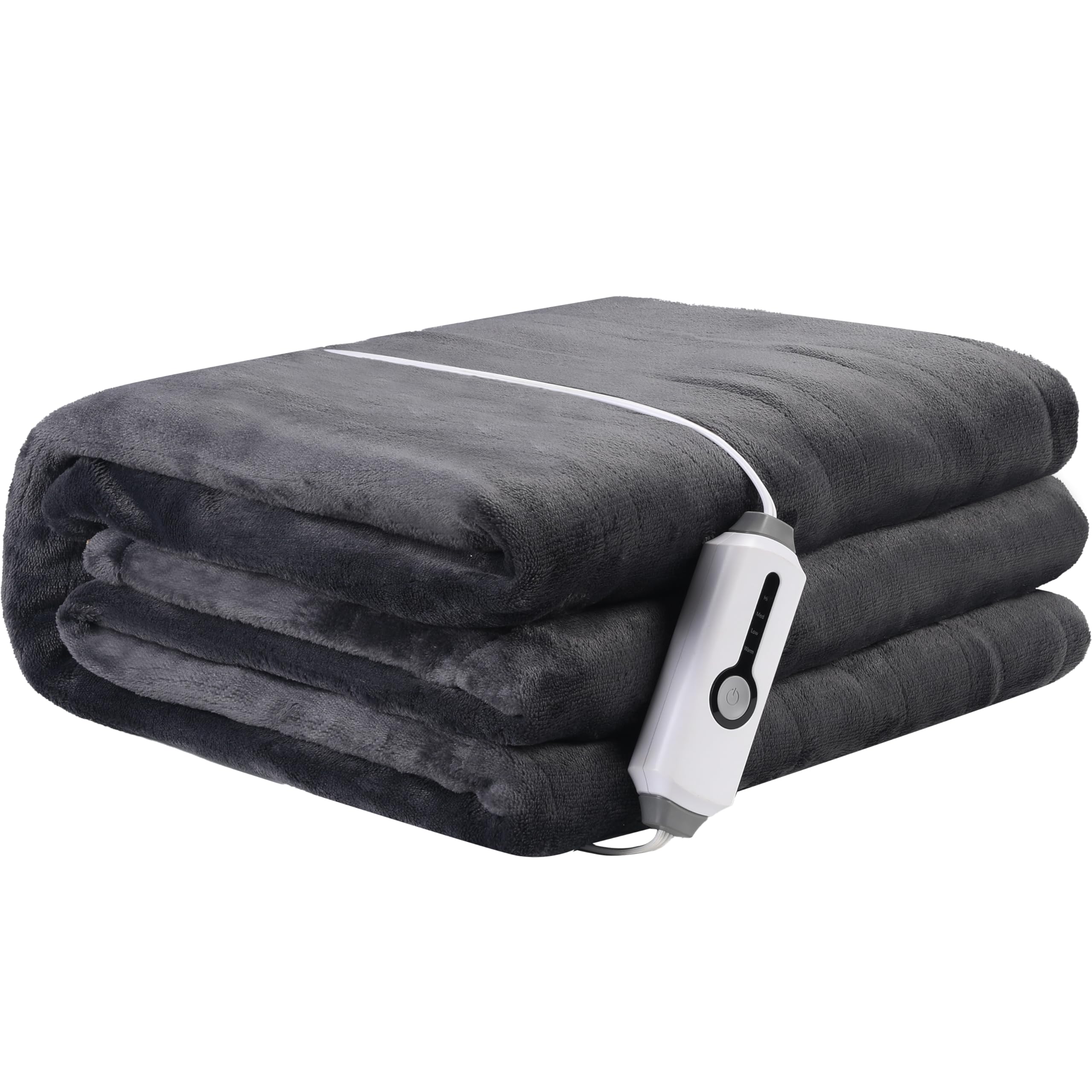 Electric Heated Blanket 72" x 84" Full Size Breathable Warm Flannel Heated Blanket with 4 Heating Levels & 10 Hours Auto Shut off, Control Temperature and Washable, For Sofa and Bed - Dark Grey