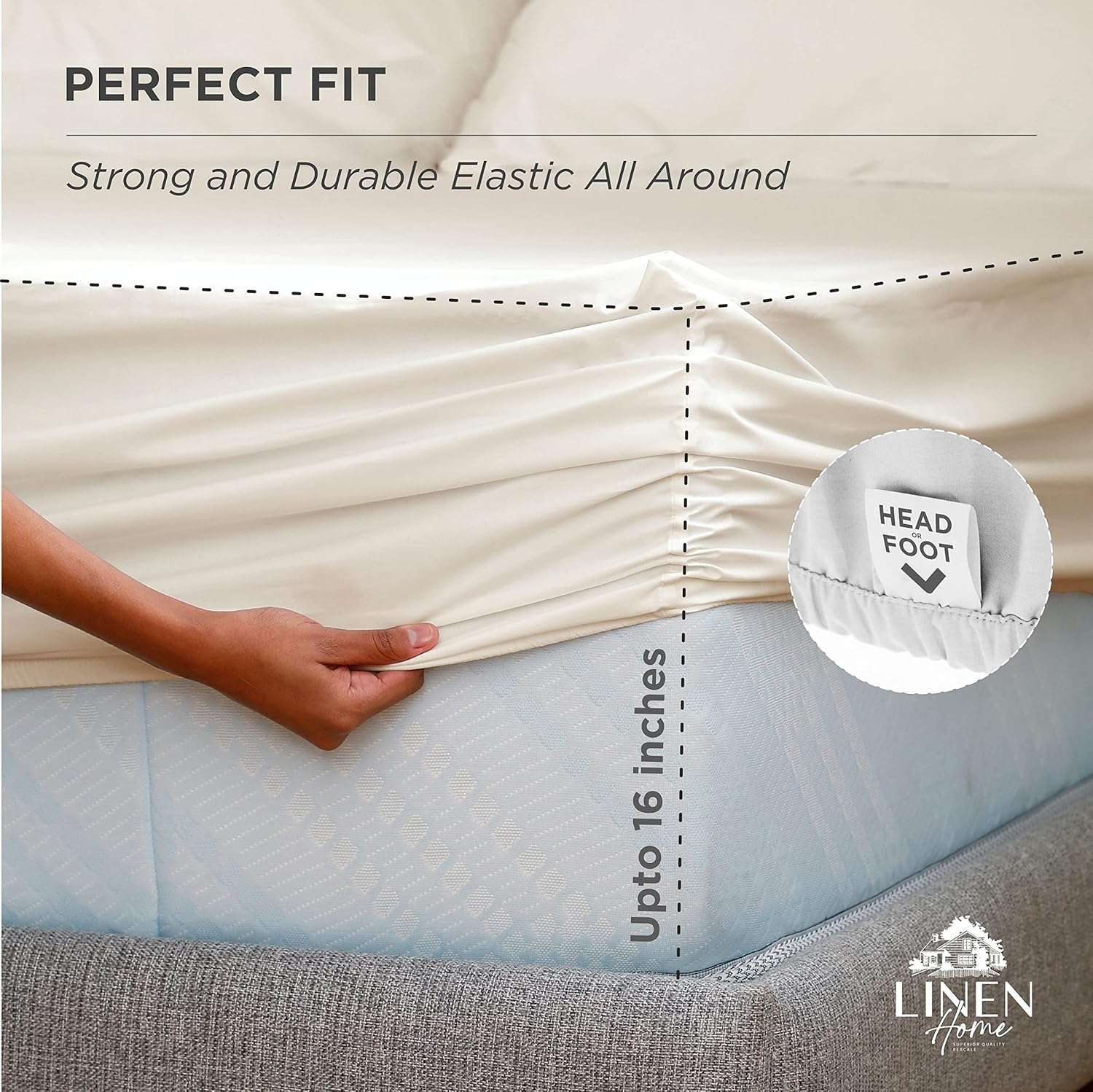 100% Cotton Combo Percale Fitted Sheets Queen Size, White & Ivory, 2 Deep Pocket Fitted Sheet, Crisp and Cool Strong Bed Linen, 60"X80"+15"