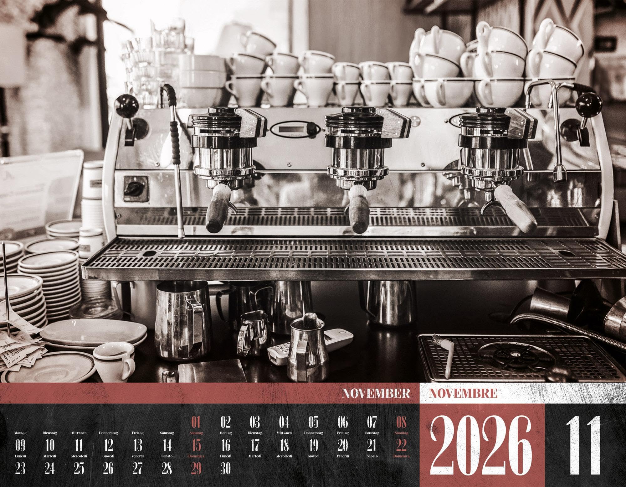 La Dolce Vita Kalender 2026 | Italienische Lebensart | Stimmungsvoller Italien-Kalender im großen Querformat (54x42 cm) | Fotos in Schwarz-Weiß/Sepia