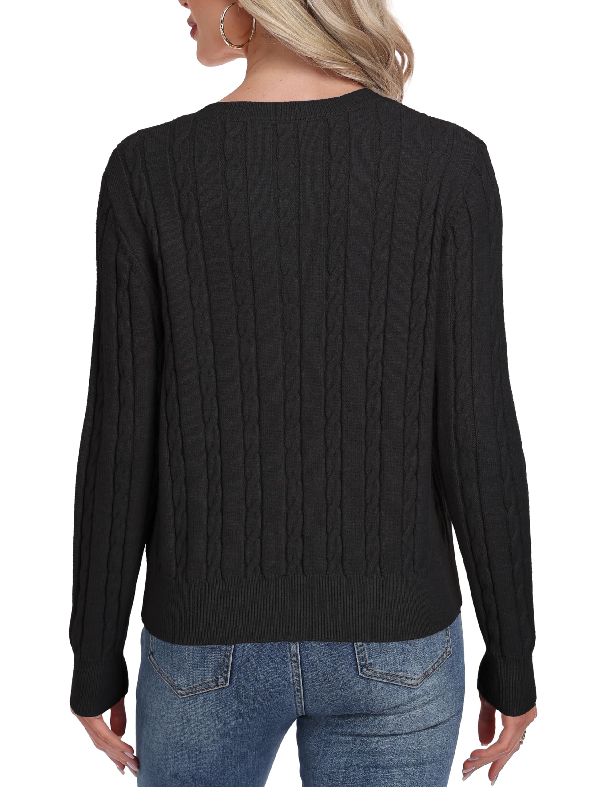 GRECERELLE Kardigan damski z długim rękawem, elegancki, luźny, okrągły dekolt, styl casual, stylowy sweter z dzianiny, klasyczny płaszcz z dzianiny, z guzikami, na jesień, zimę, wiosnę