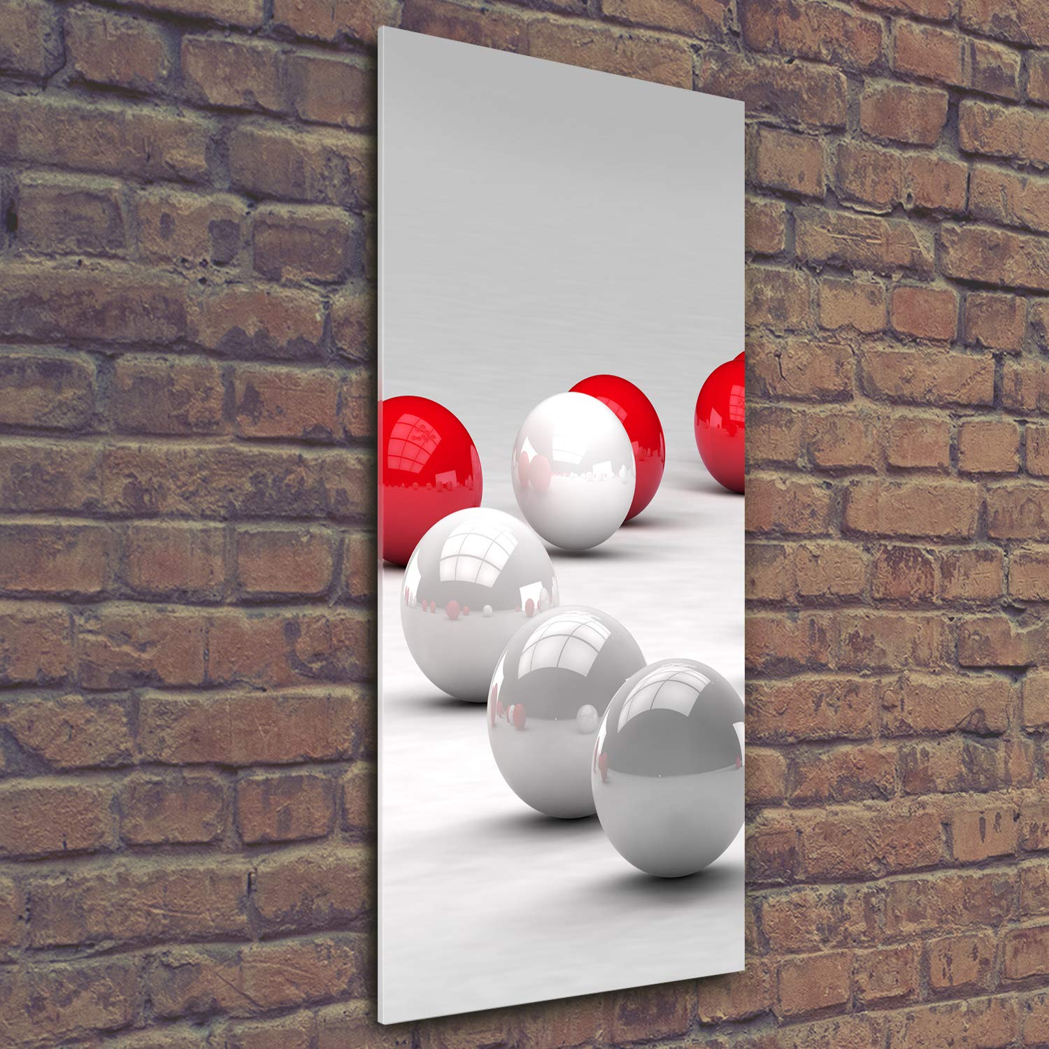 Tulup Impresión en vidrio - 50x125cm - Cuadro sobre Vidrio - Pinturas en Vidrio - Cuadro en Vidrio - Impresiones sobre Vidrio - Cuadro de Cristal - Arte: Moderno Y Clásico - Rojo - Las Bolas Rojo-Blanco