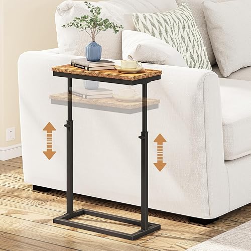 TUTOTAK Mesa auxiliar, mesa auxiliar, mesa de sofá alta, mesa de sofá, sala de estar, dormitorio, marrón TB01BB083