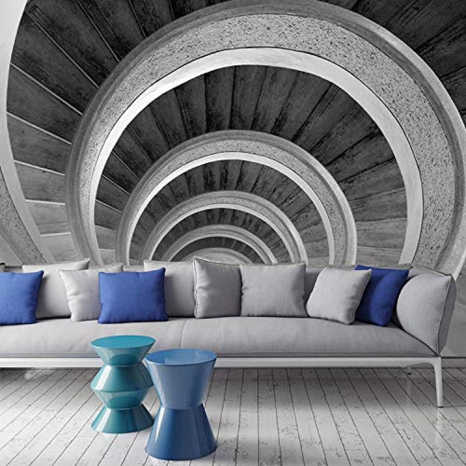 Papier Peint Mural Autocollant 3D Escalier Abstrait sur Mesure